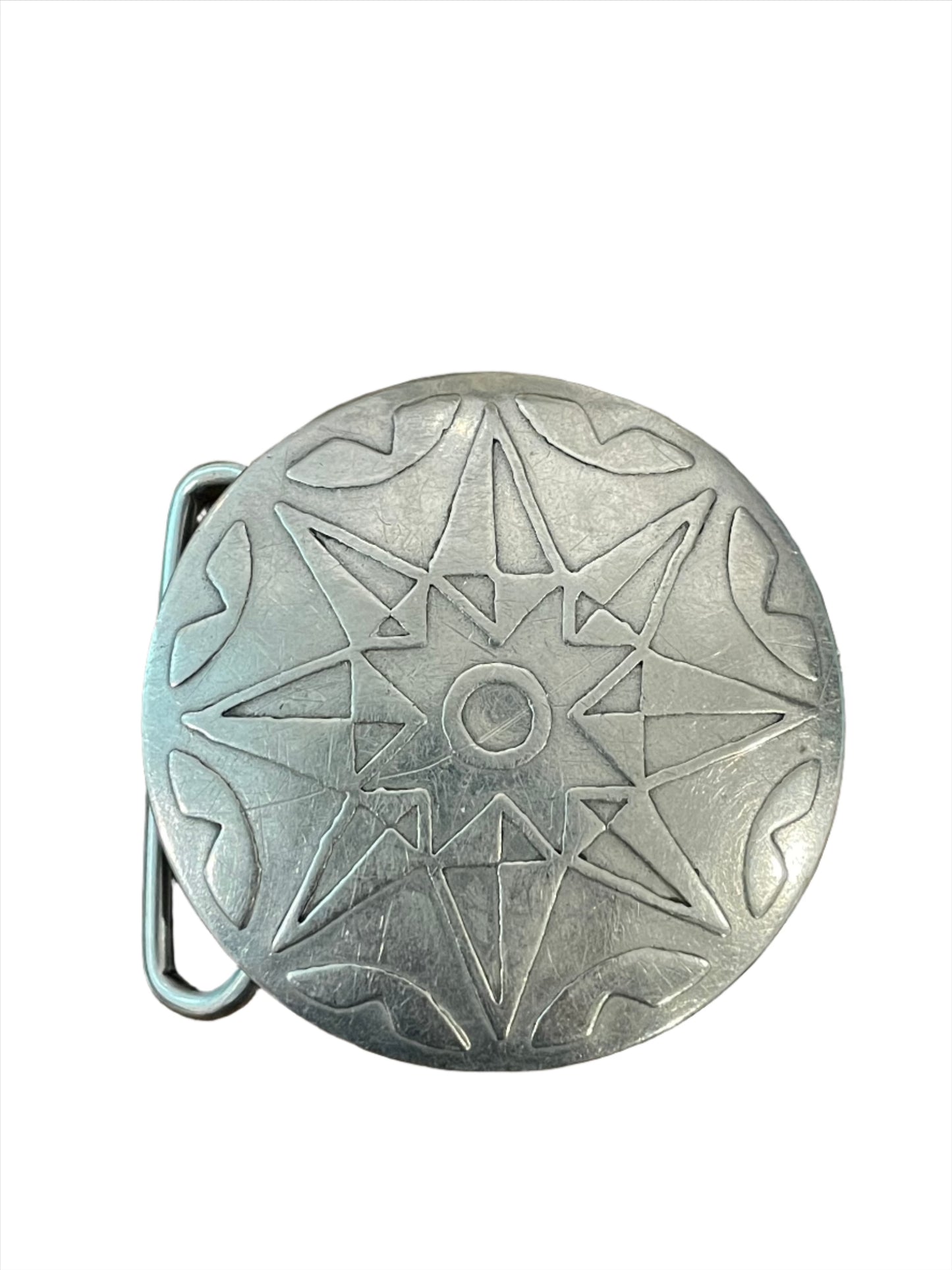 Vintage Silver Round 8-Point Star Belt Buckle