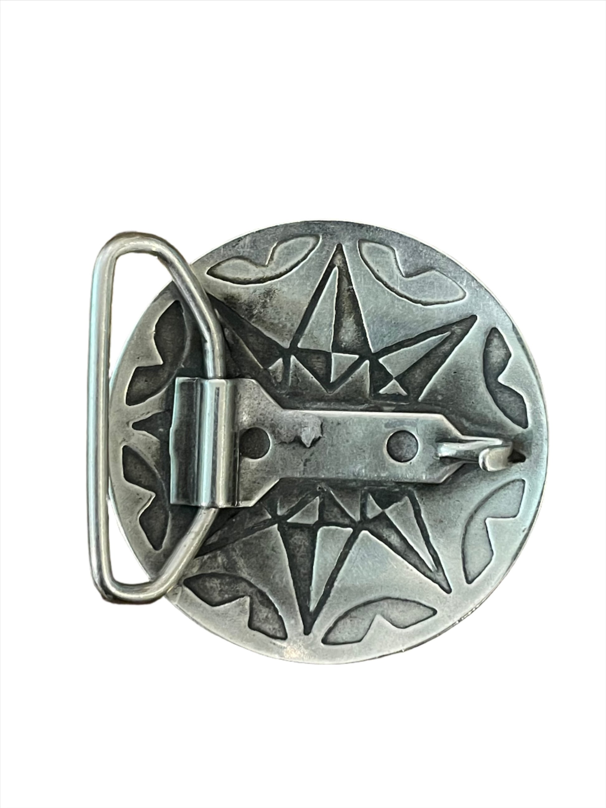 Vintage Silver Round 8-Point Star Belt Buckle