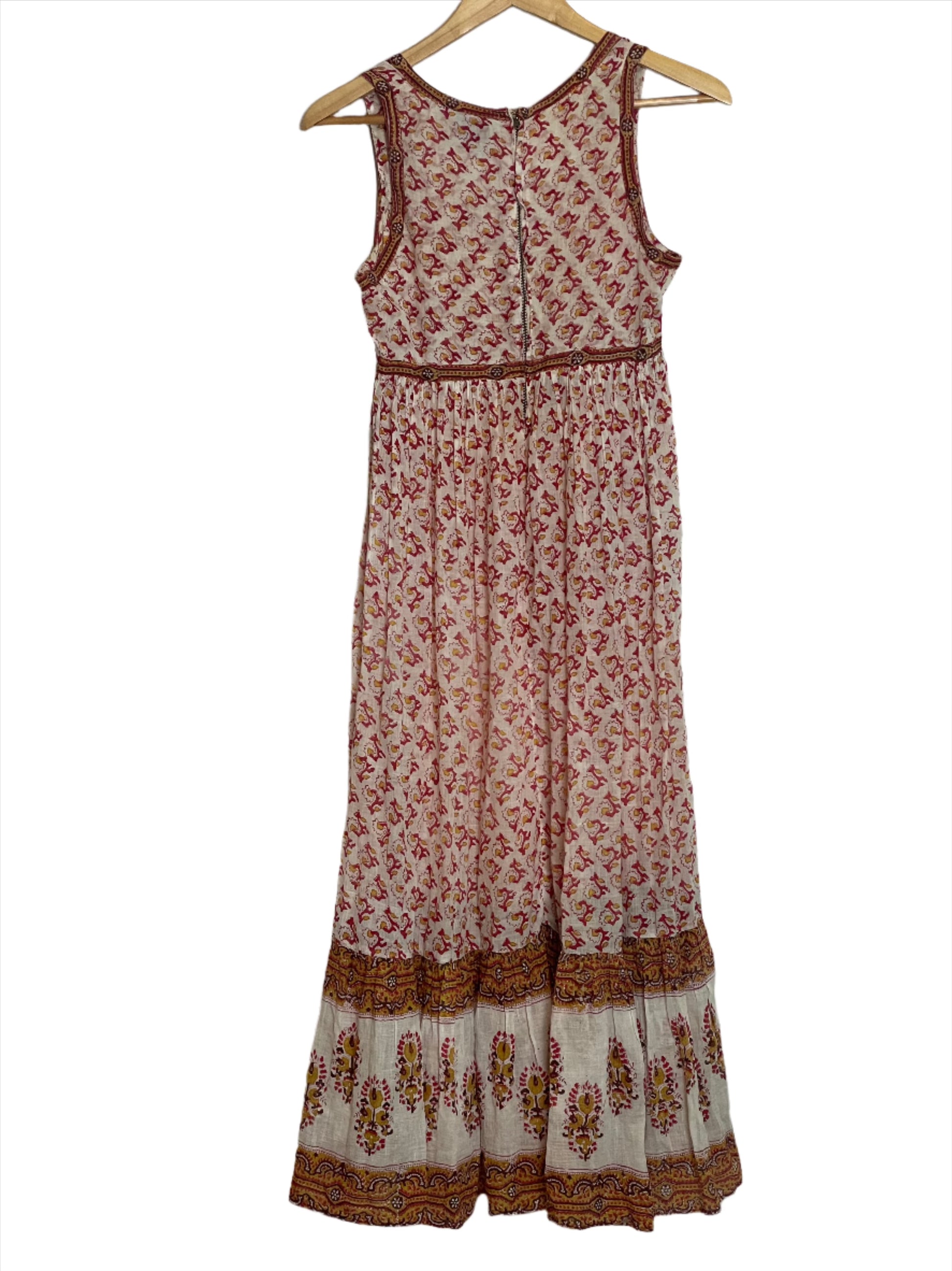 '70s Vintage Sonali Indian Gauze White Print Maxi Dress