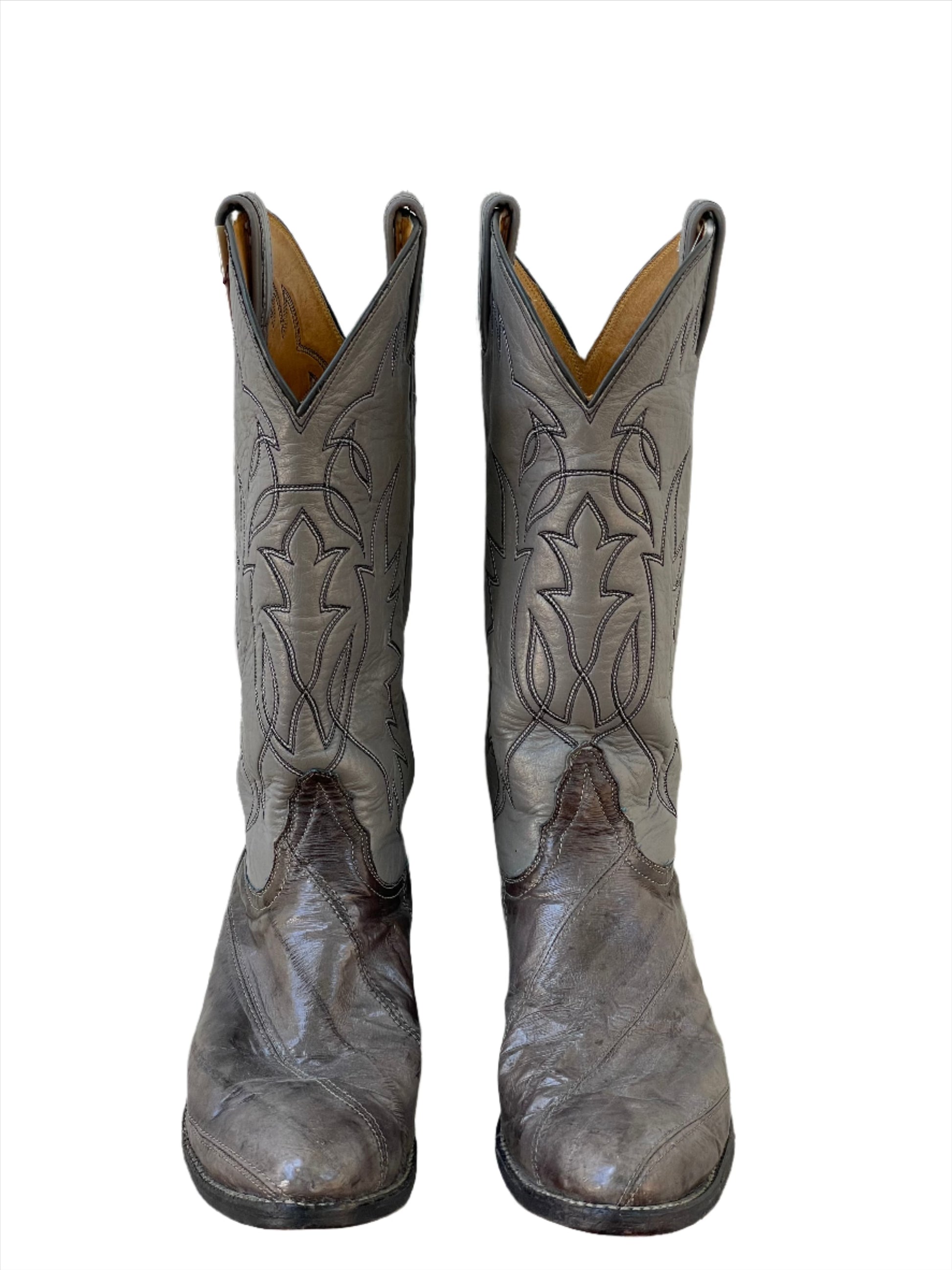 '70s/80s Vintage Tony Lama Grey Eel Skin Boots 6 1/2C