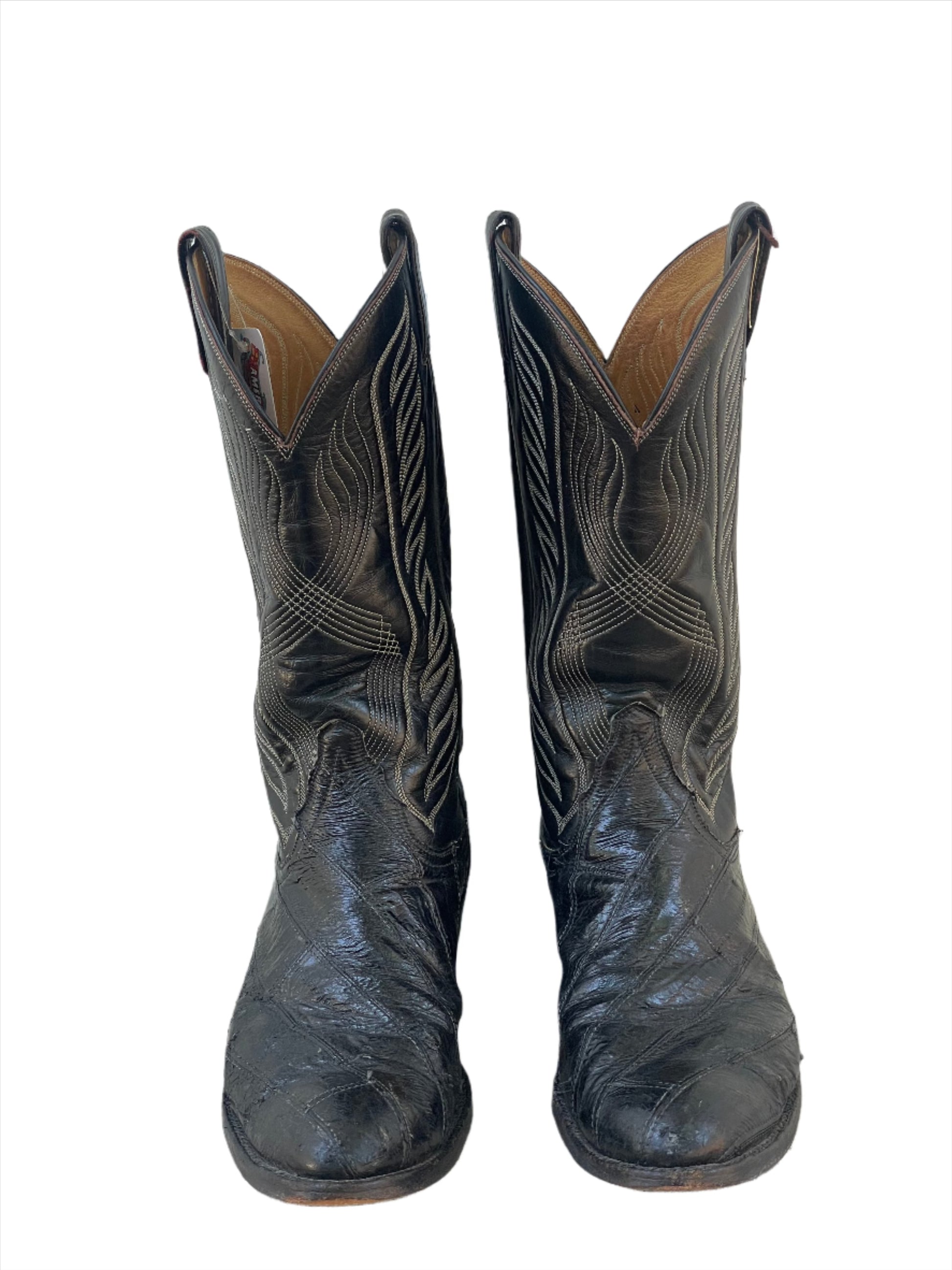 '70s/80s Vintage Tony Lama Black Eel Boots Sz 10 1/2D