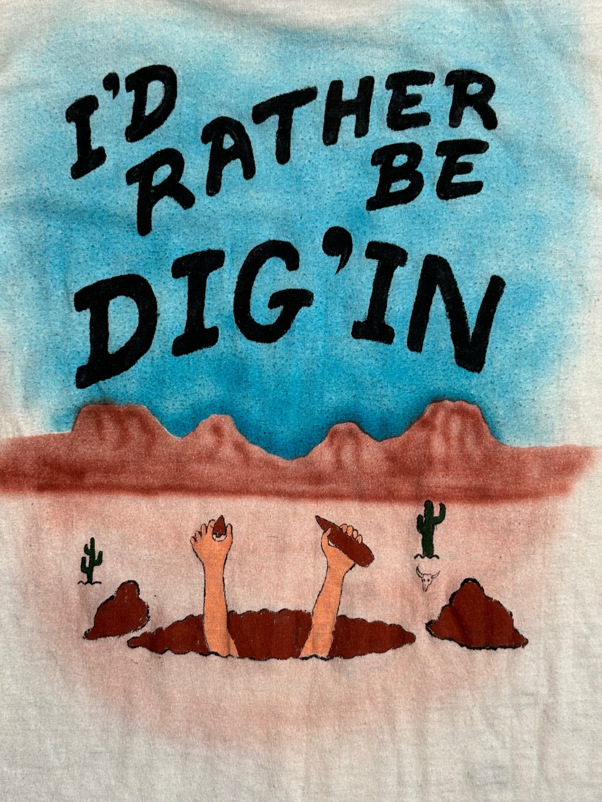 '70s Vintage Wht "I'd Rather Be Dig'In" T-Shirt - MED