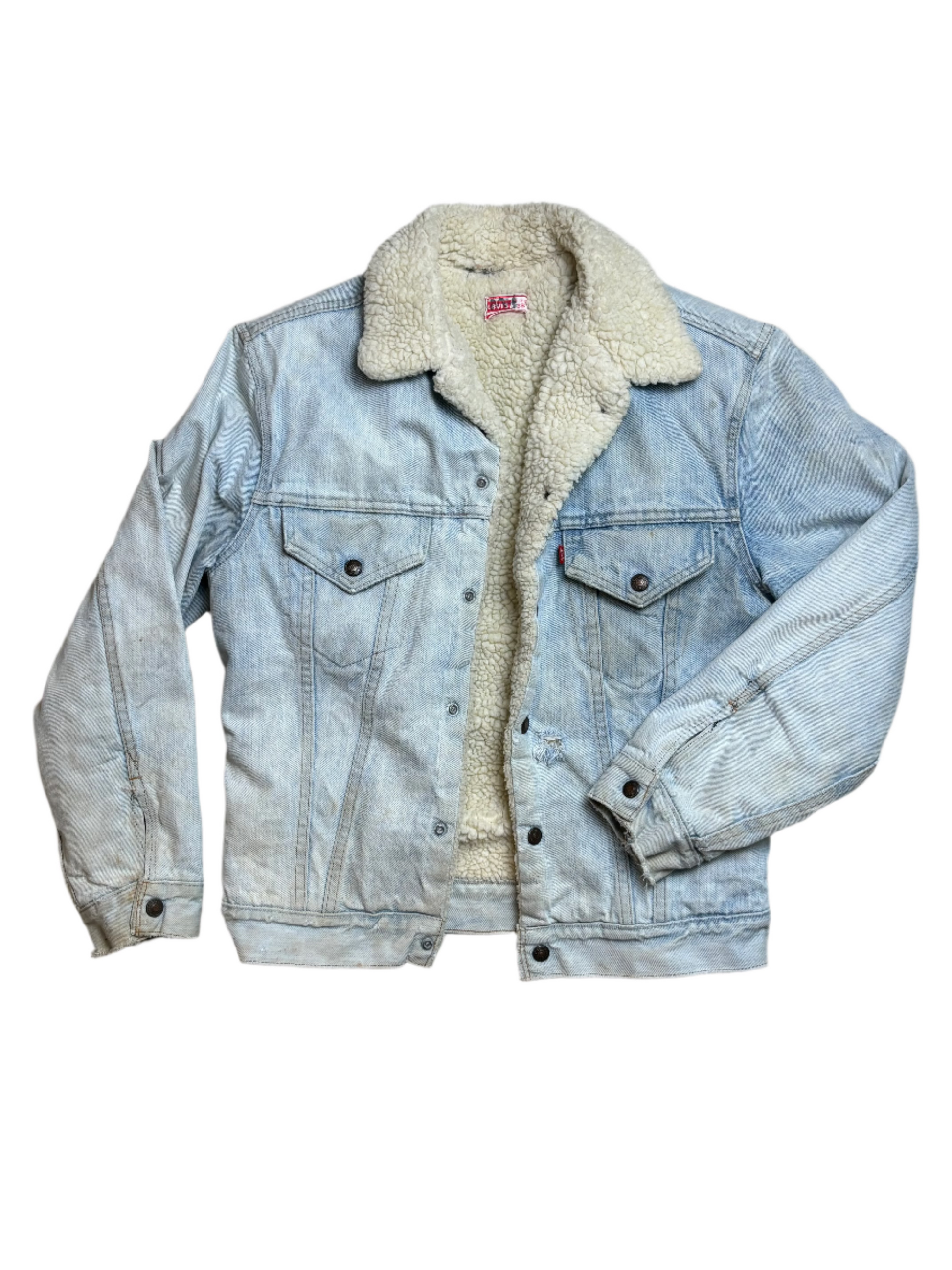 '80s Vintage Levis Light Blue Denim Sherpa Jkt - XL