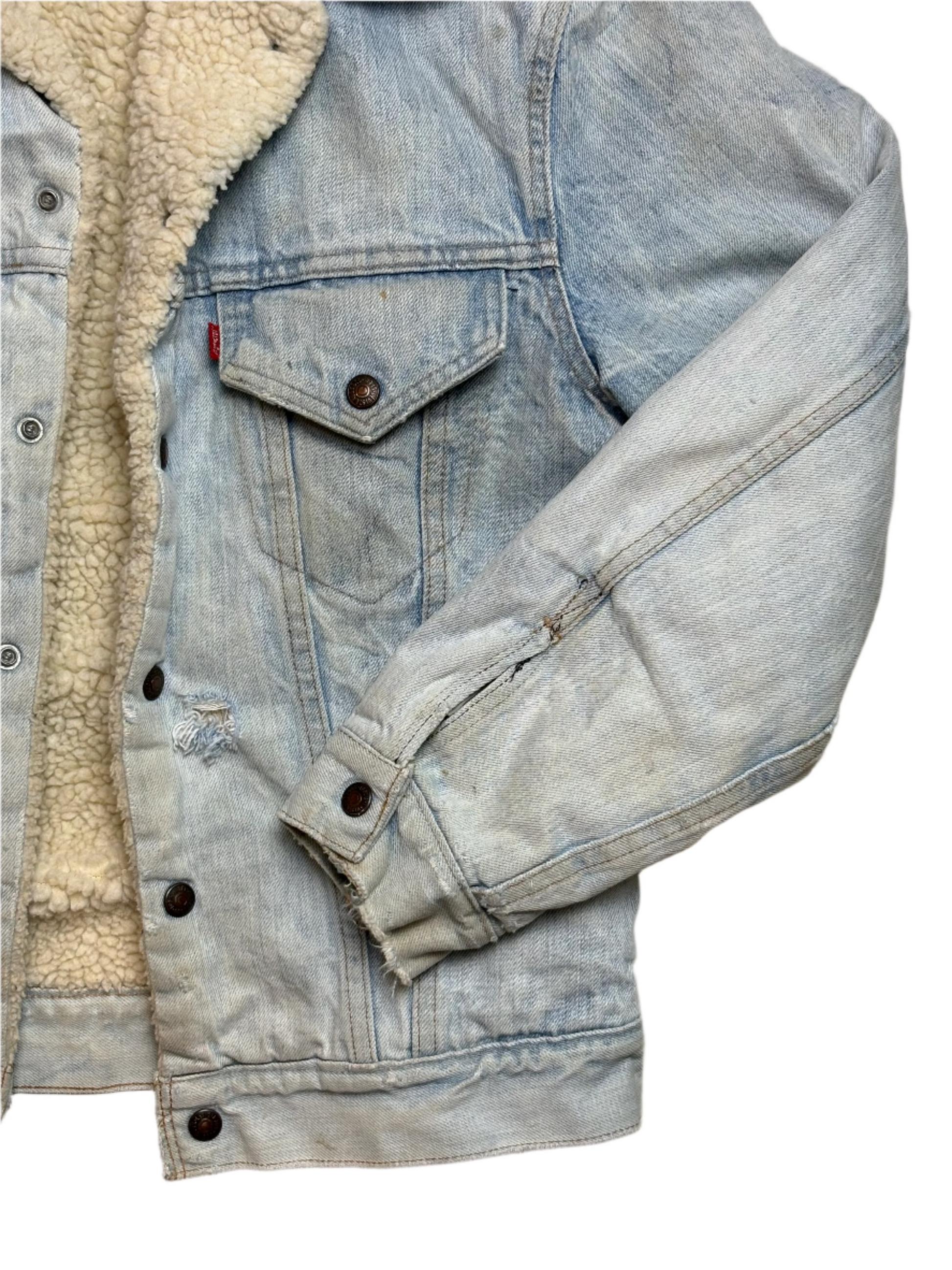 '80s Vintage Levis Light Blue Denim Sherpa Jkt - XL