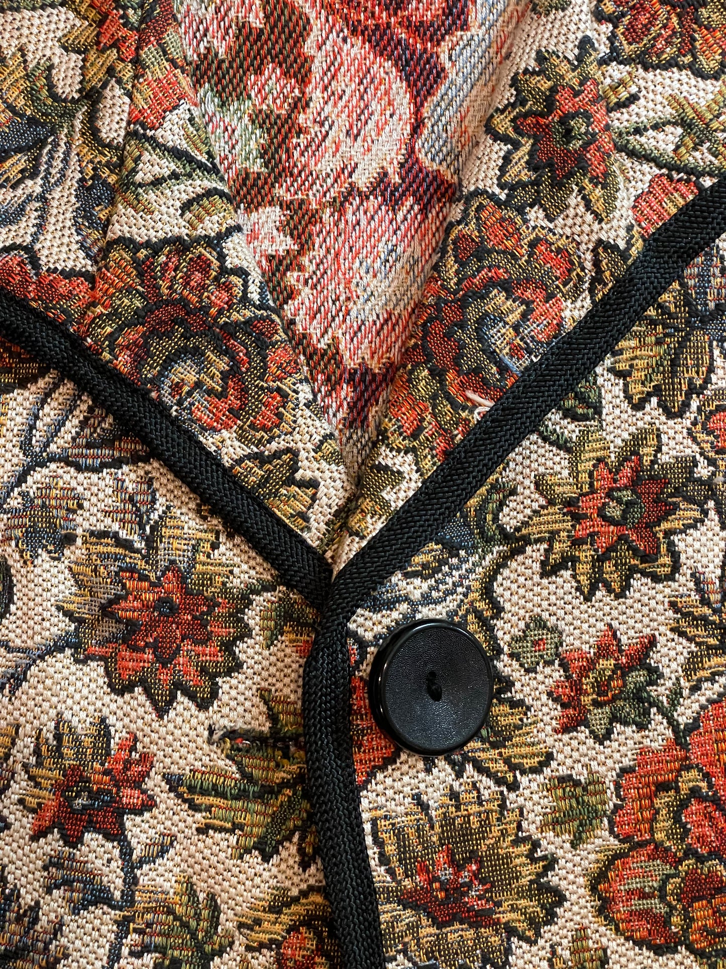 1960s Cropped Floral Tapestry Jacket - Small