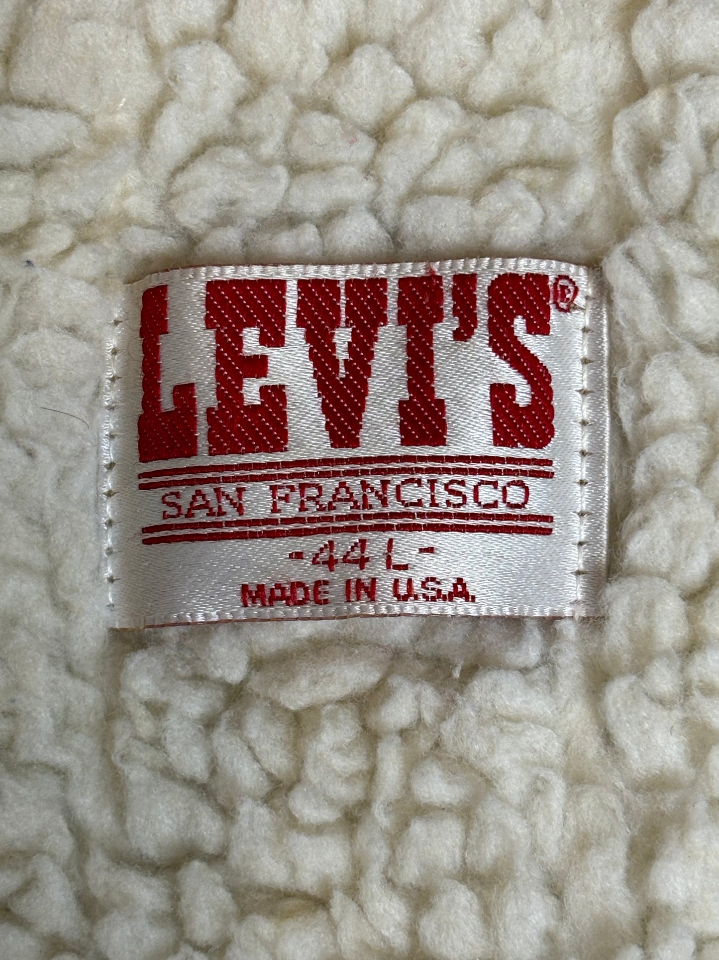 '80s Vintage Levi's Sherpa Lined Denim Vest Sz 44L - XL