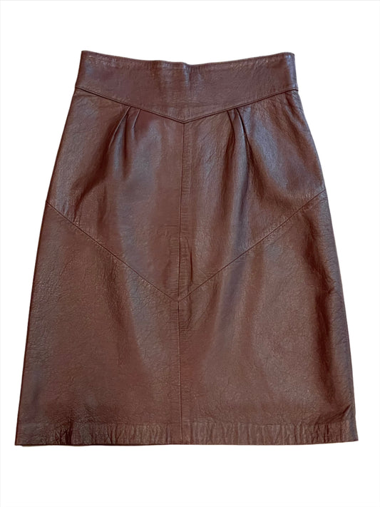 1980s Cognac Leather Mini Skirt