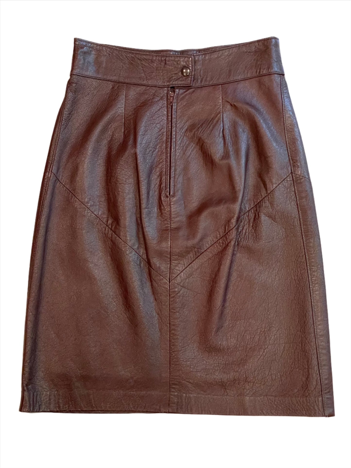 1980s Cognac Leather Mini Skirt