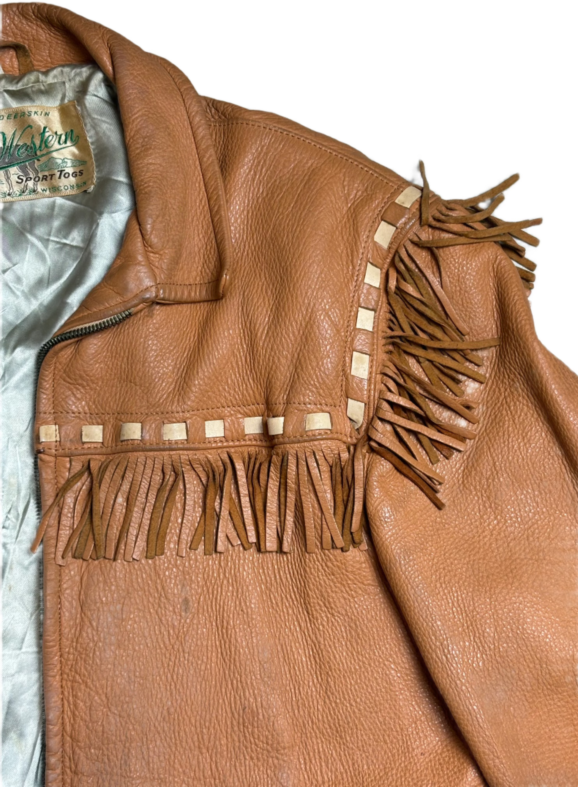 '50s Vintage Mid-Western Deer Skin Fringe Jkt Sz 42 - LRG