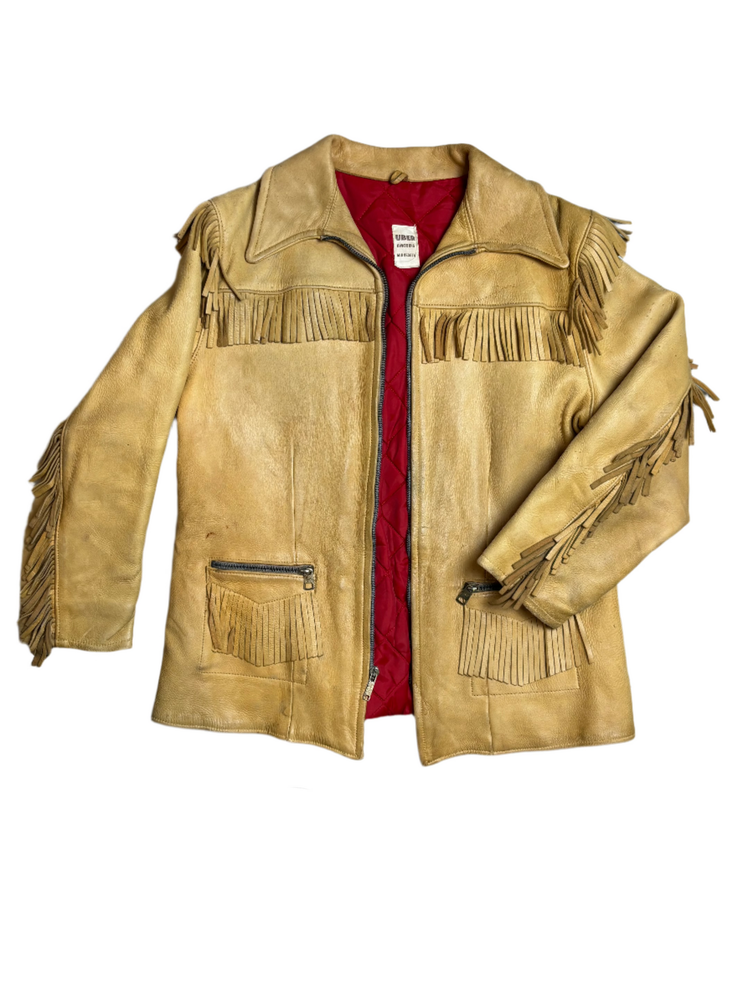 '50s Vintage Suede Uber Yellow Fringe Cafe Jacket - LRG