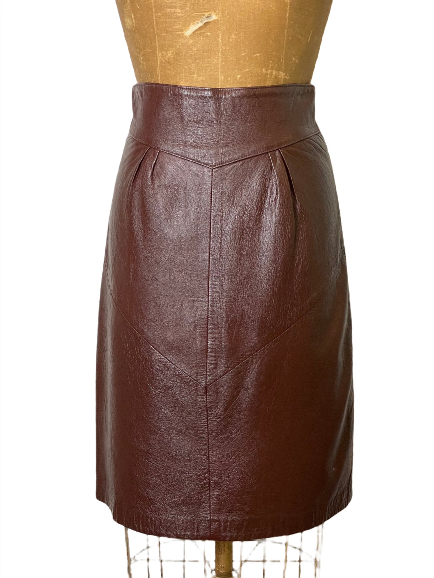 1980s Cognac Leather Mini Skirt