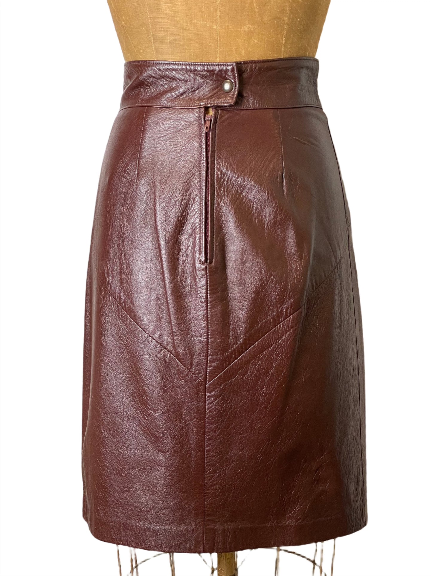 1980s Cognac Leather Mini Skirt