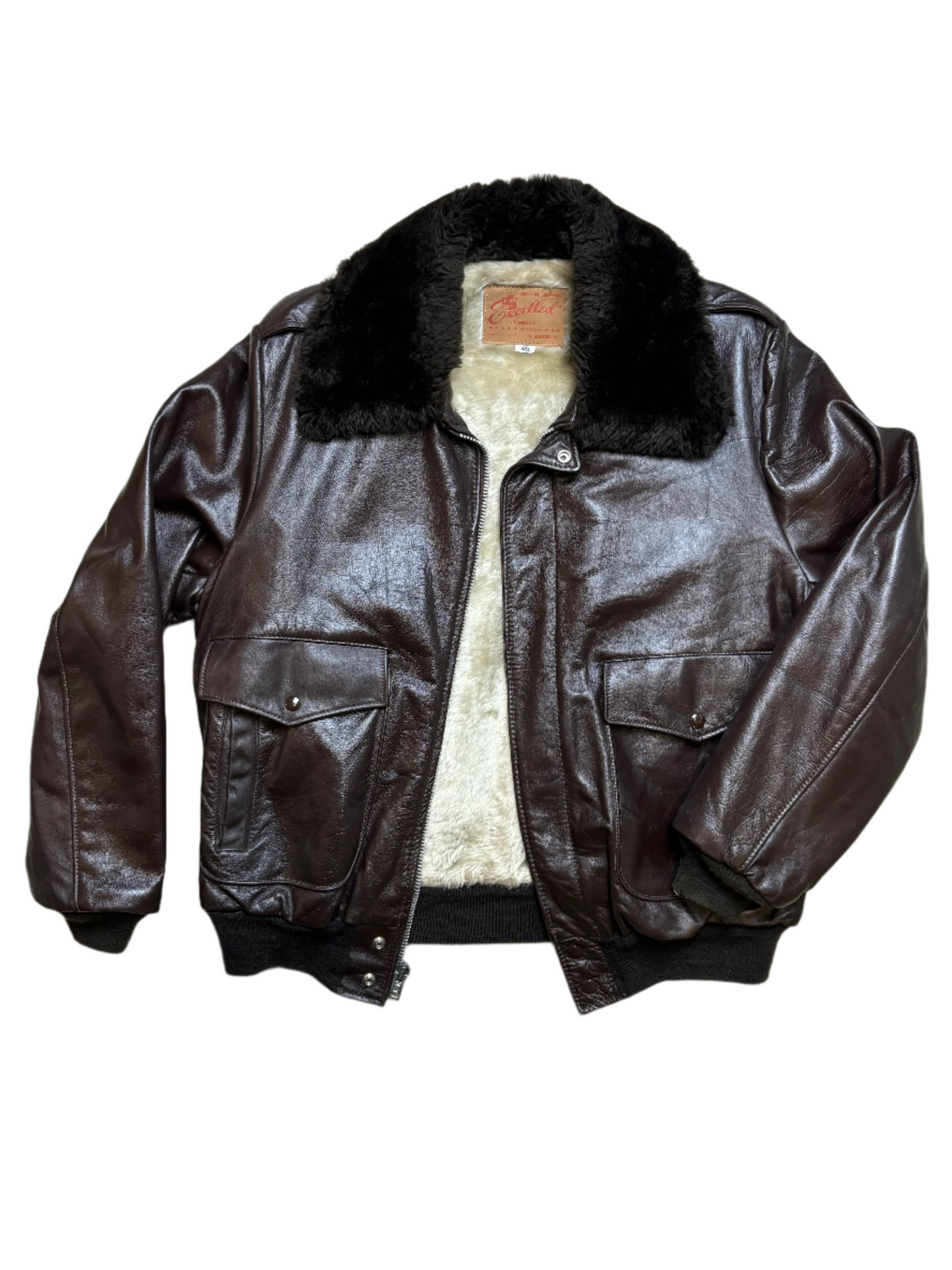 '70s Vintage Brwn Excelled Leather Flight Bomber Jkt - 2XL