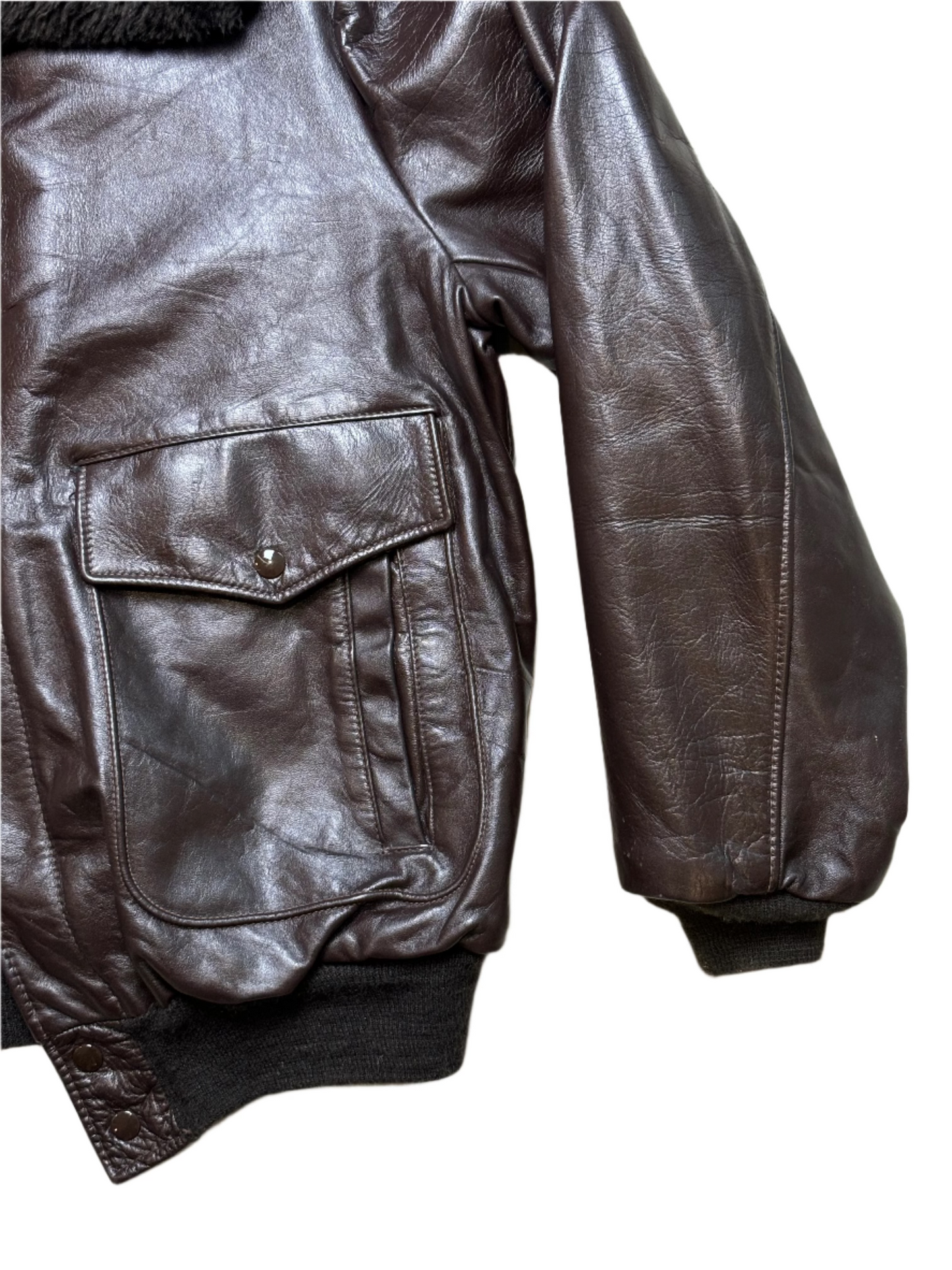 '70s Vintage Brwn Excelled Leather Flight Bomber Jkt - 2XL