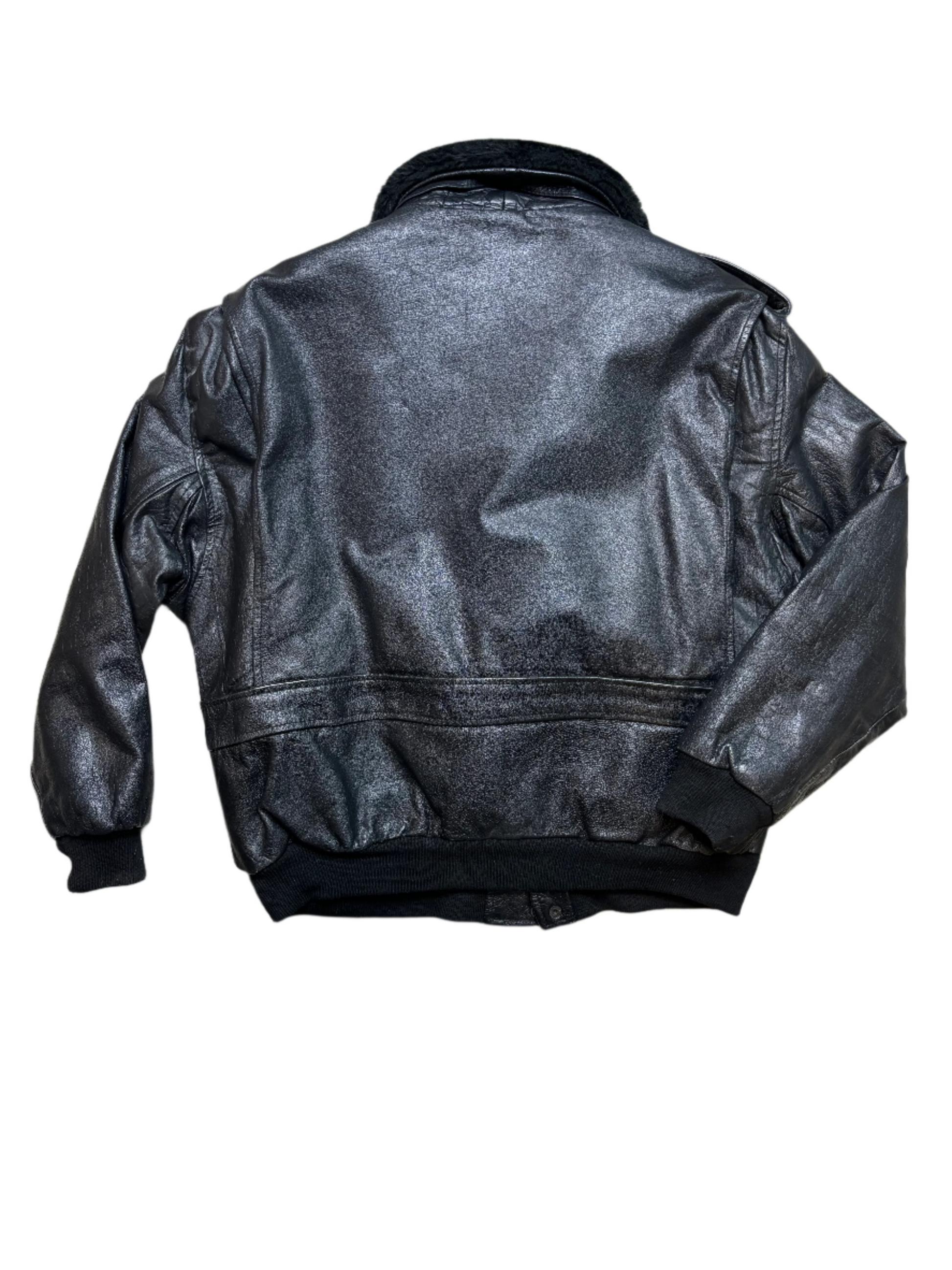 '80s Vintage Blk Leather Moto Jkt w Detachable Lining - 2XL