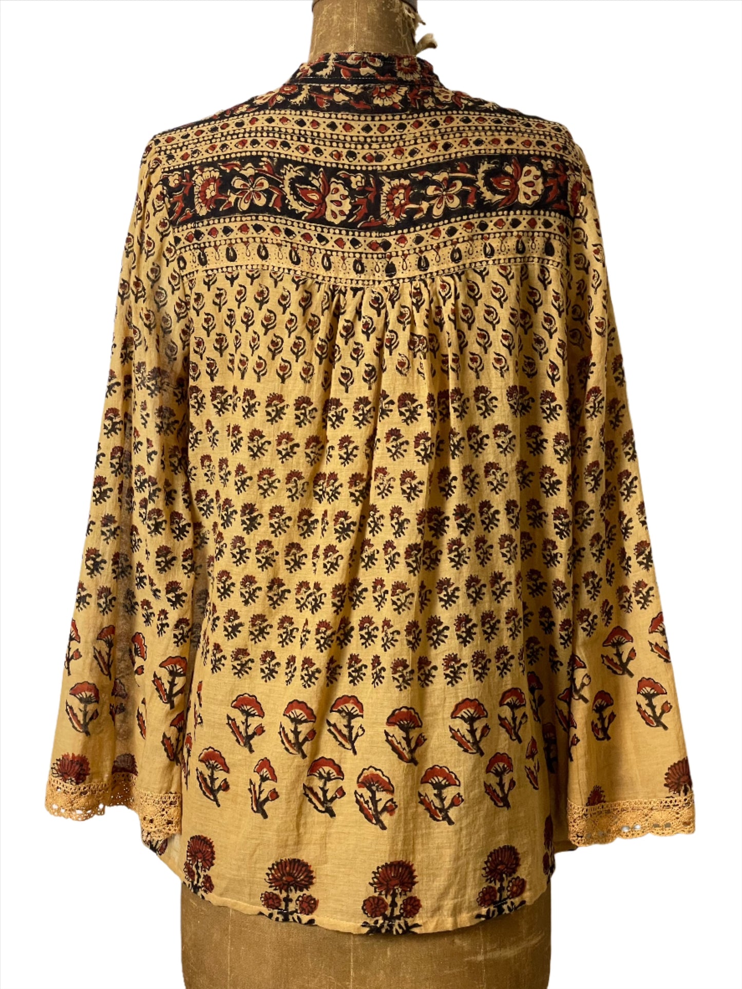 Vintage Indian Block Print Tan Tunic - LRG