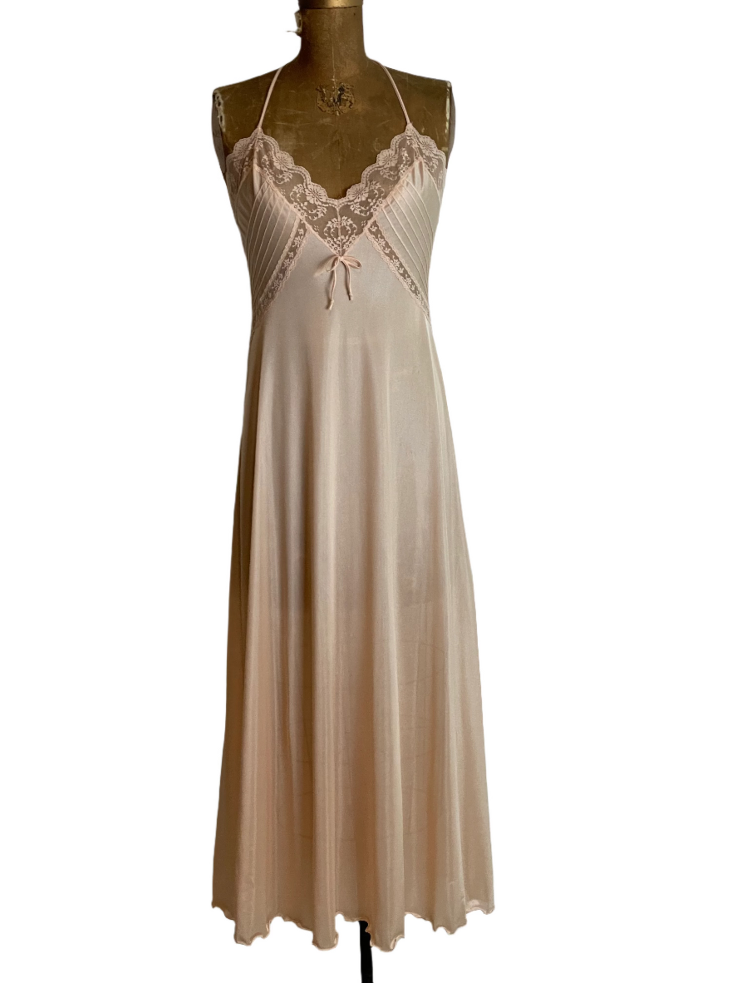 '60s Vintage Pale Peach Lace Slip Dress