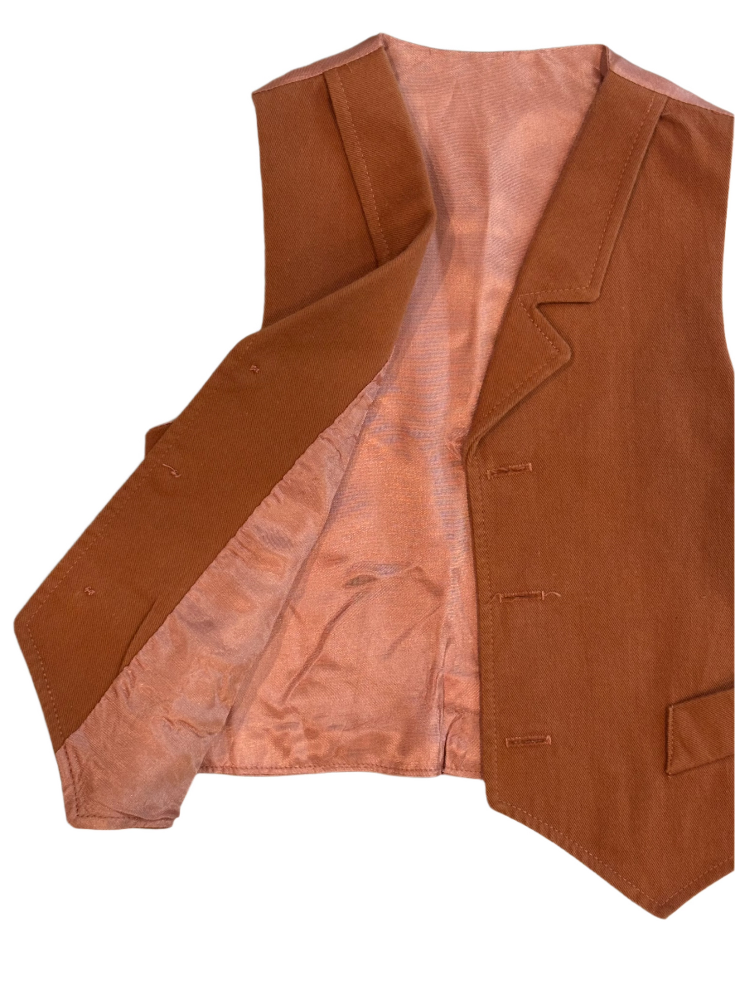 Vintage Child's Burnt Orange Cotton Vest 3-4Y