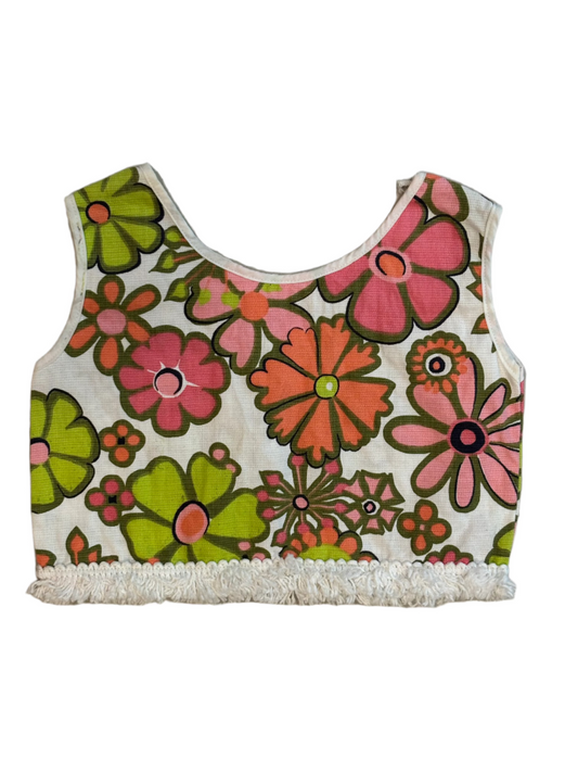 1960's Vintage Girls Flower Power Crop Top  1-2Y