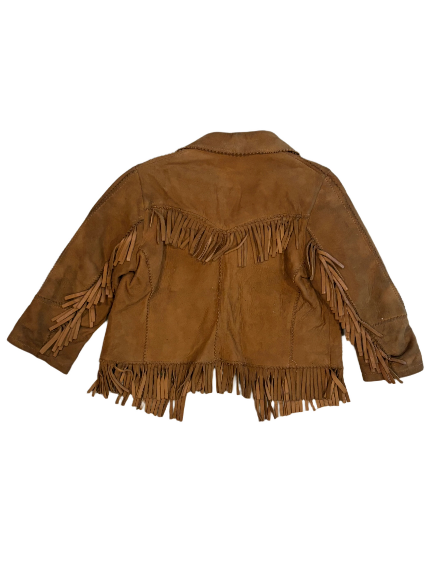 1950's Vintage Montgomery Ward Child's Brwn Suede Fringe Jacket 3-4Y