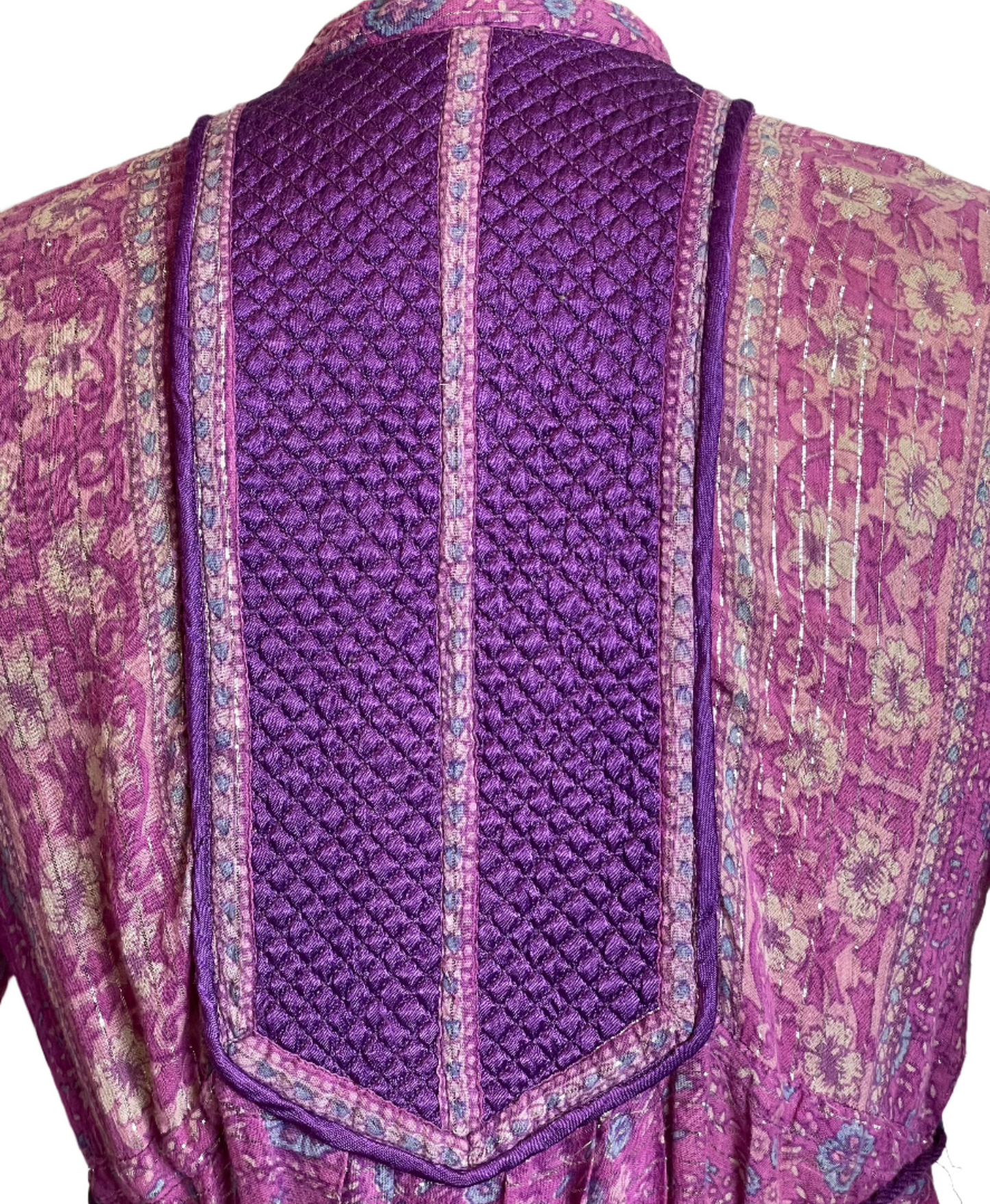 '70s Vintage Purple India Gauze Block Print Dress