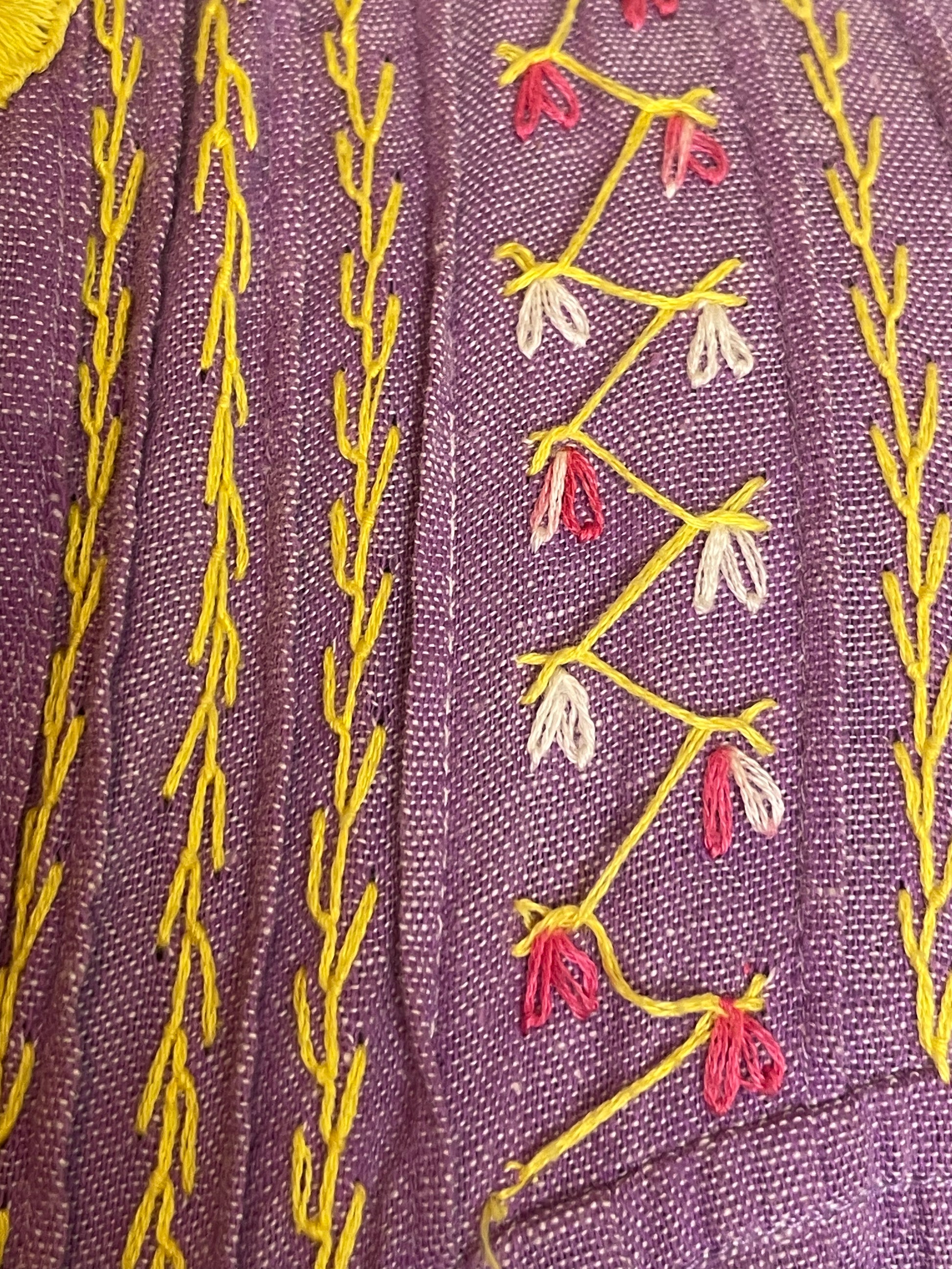 '70s Vintage Embroidered Mexican Purple Gauze Blouse