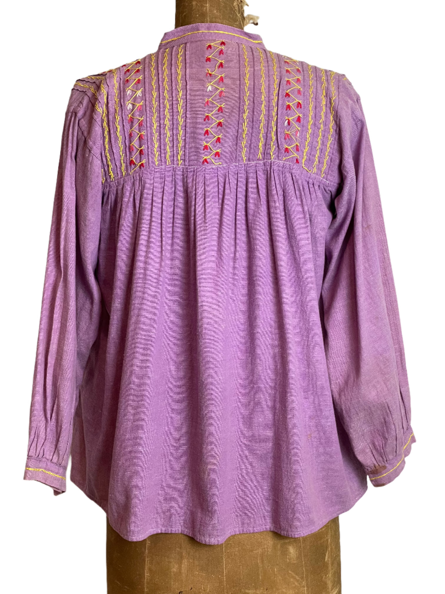 '70s Vintage Embroidered Mexican Purple Gauze Blouse