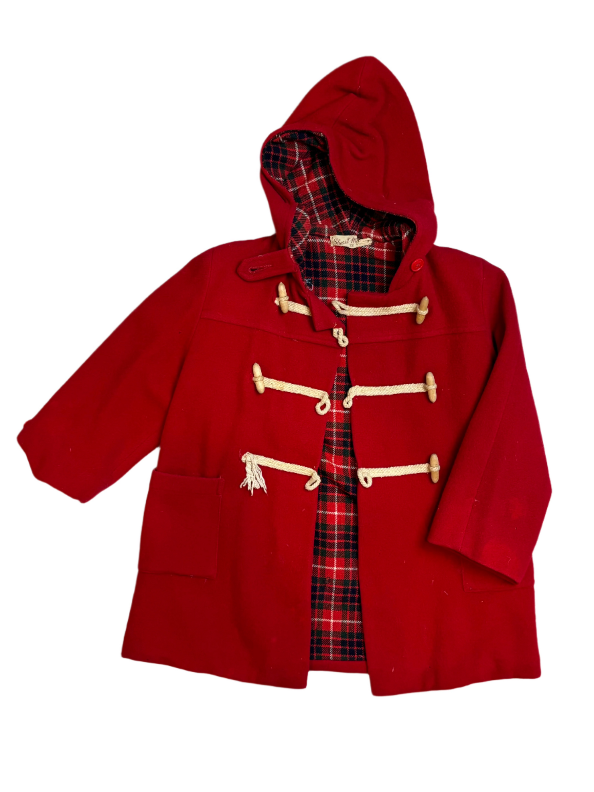 Vintage Child's Red Duffle Coat 8-10Y