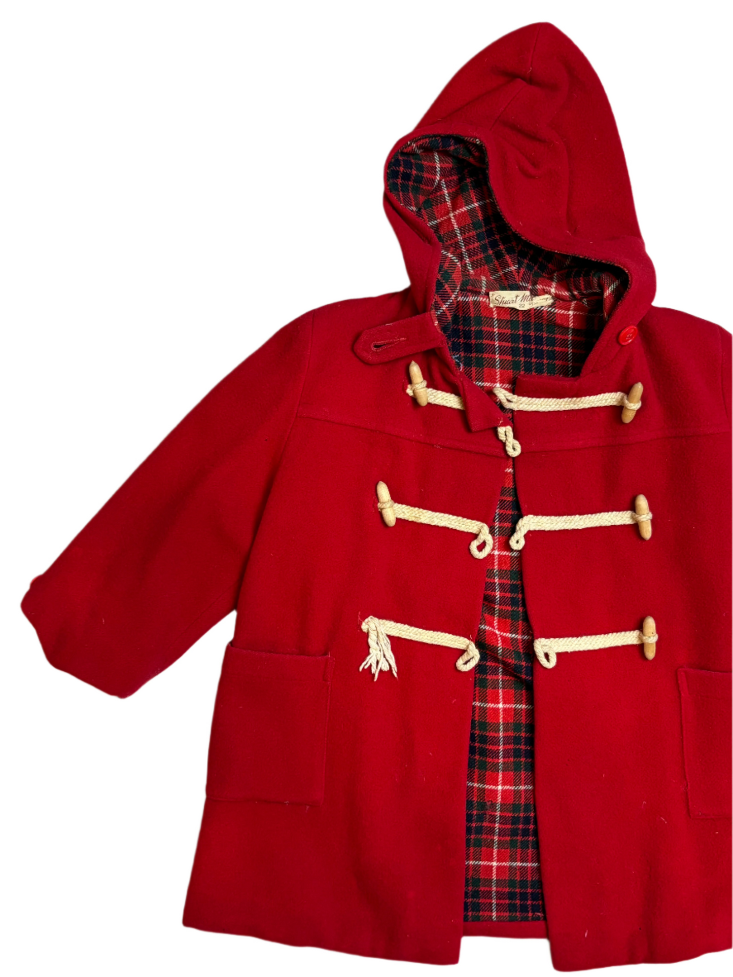 Vintage Child's Red Duffle Coat 8-10Y