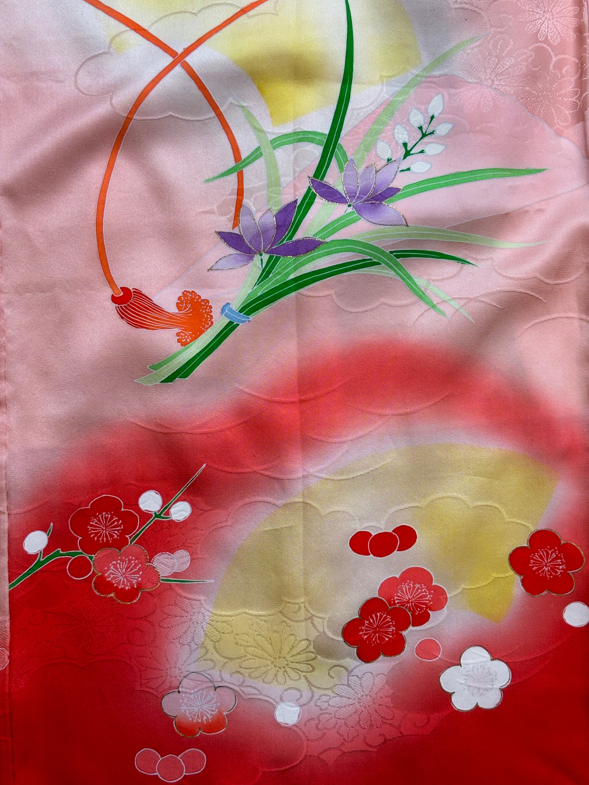 Vintage Child's Japanese Ombre Silk Kimono 8-10Y