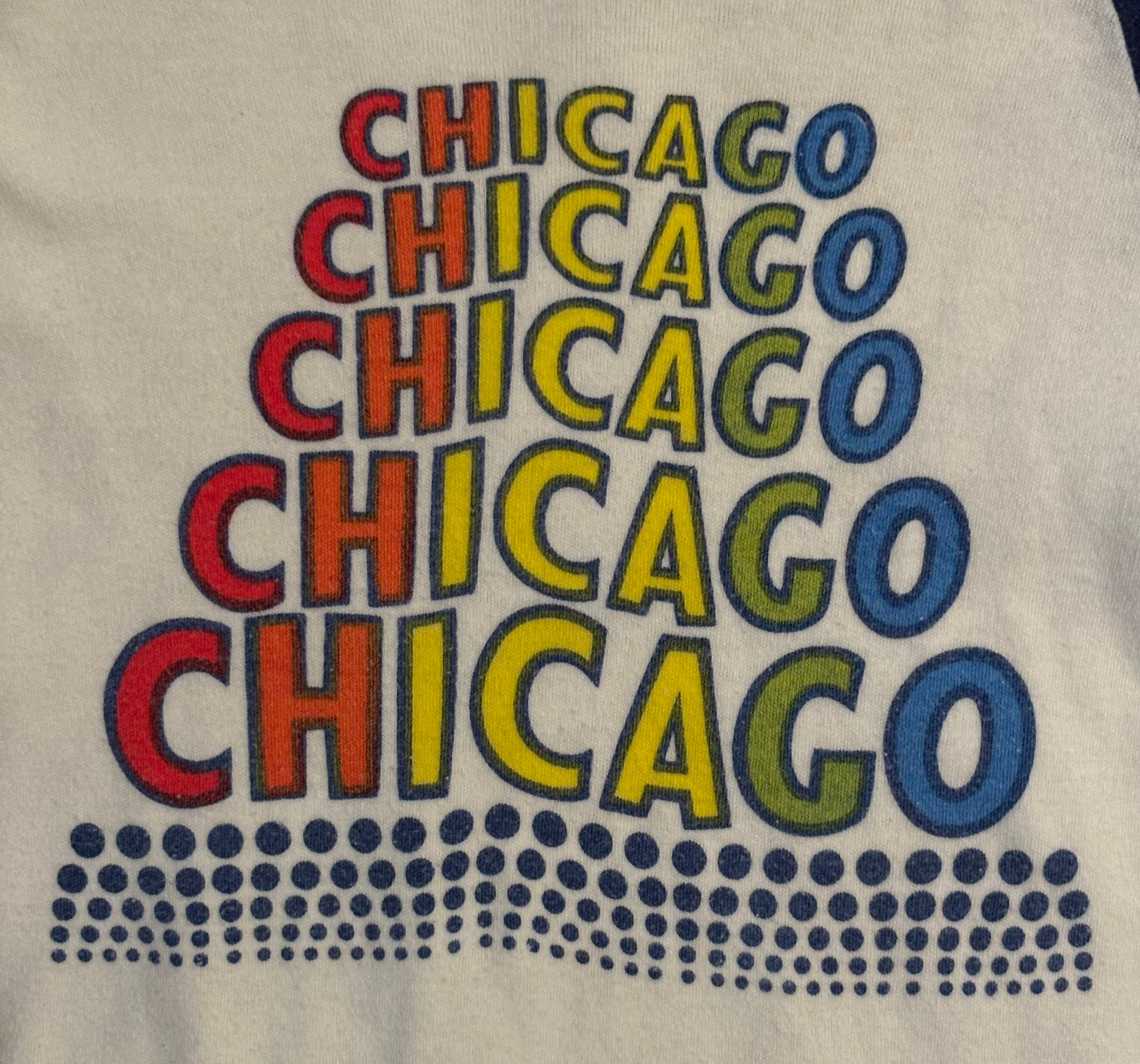 '70s Vintage Wht/Blue Raglan "Chicago" T-Shirt - XXS