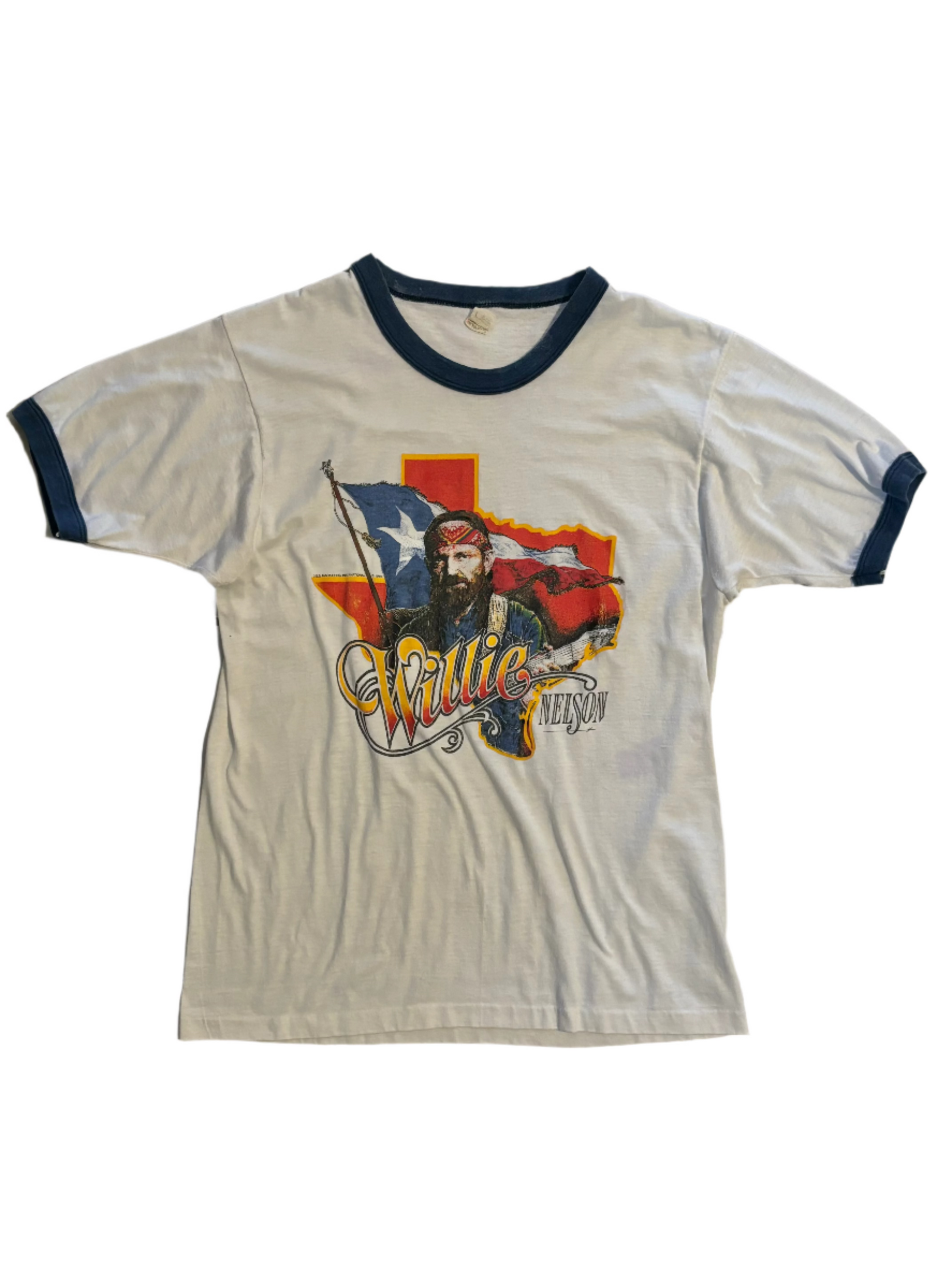 '84 Vintage Willie Nelson Blue Ringer T-Shirt - SML