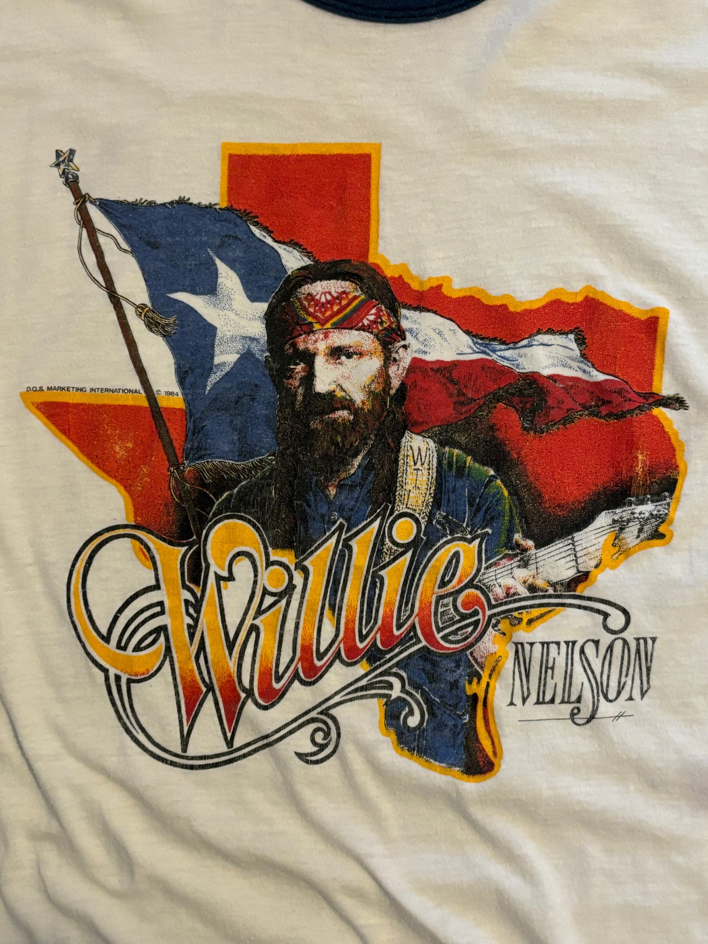 '84 Vintage Willie Nelson Blue Ringer T-Shirt - SML