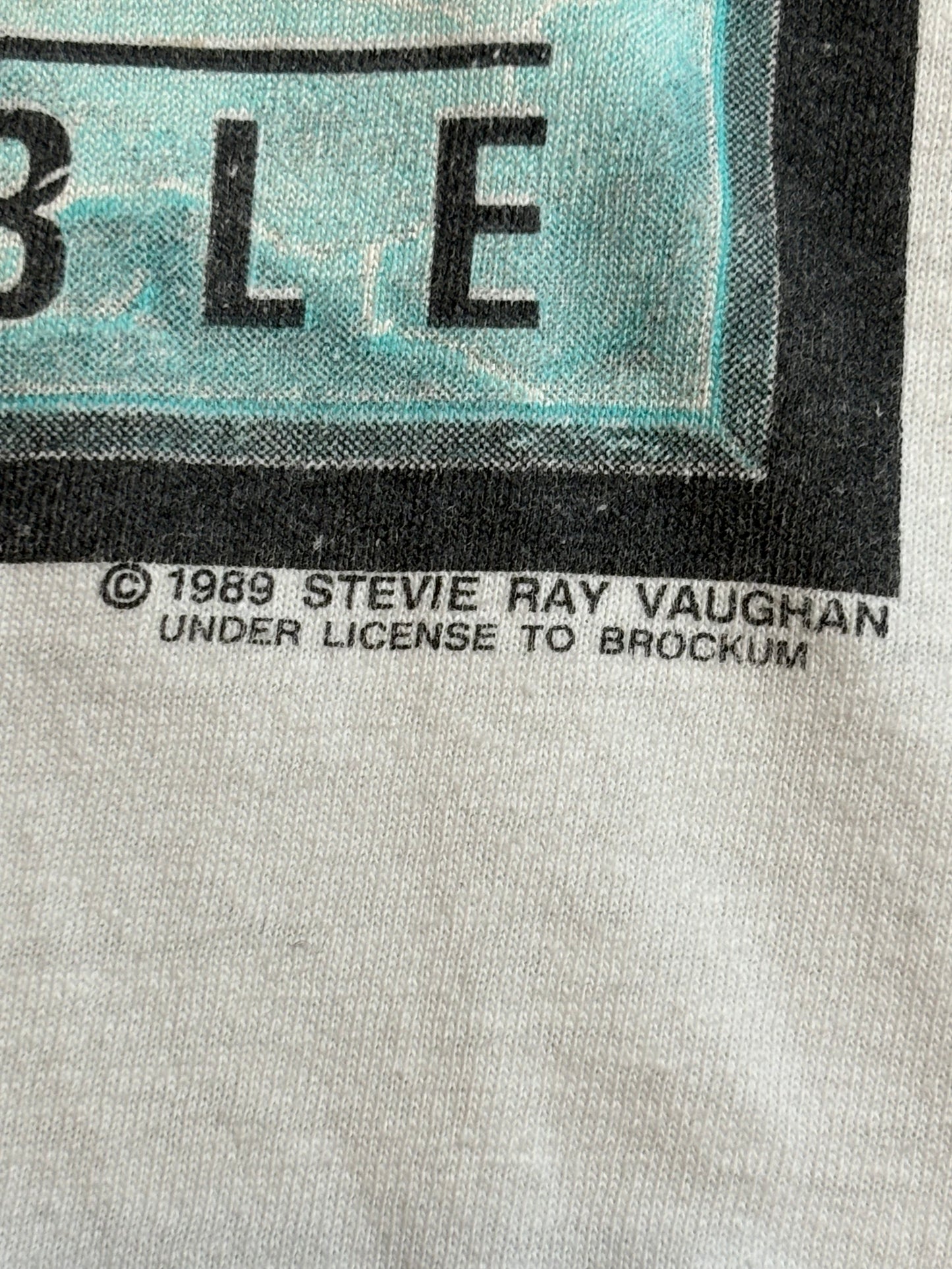 '89 Vintage Stevie Ray Vaughn "Double Trouble" Wht T-Shirt - SML