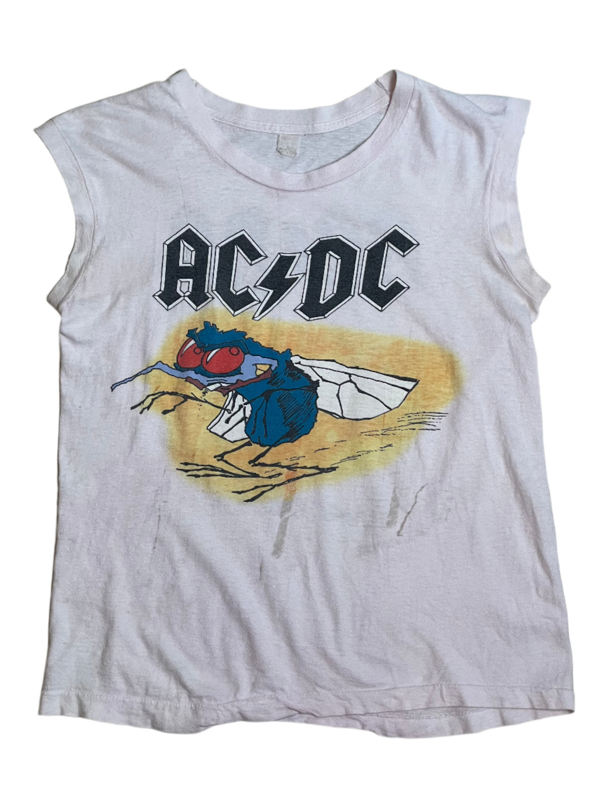 '85 Vintage ACDC "Fly on the Wall" Pink Tour T-Shirt - MED