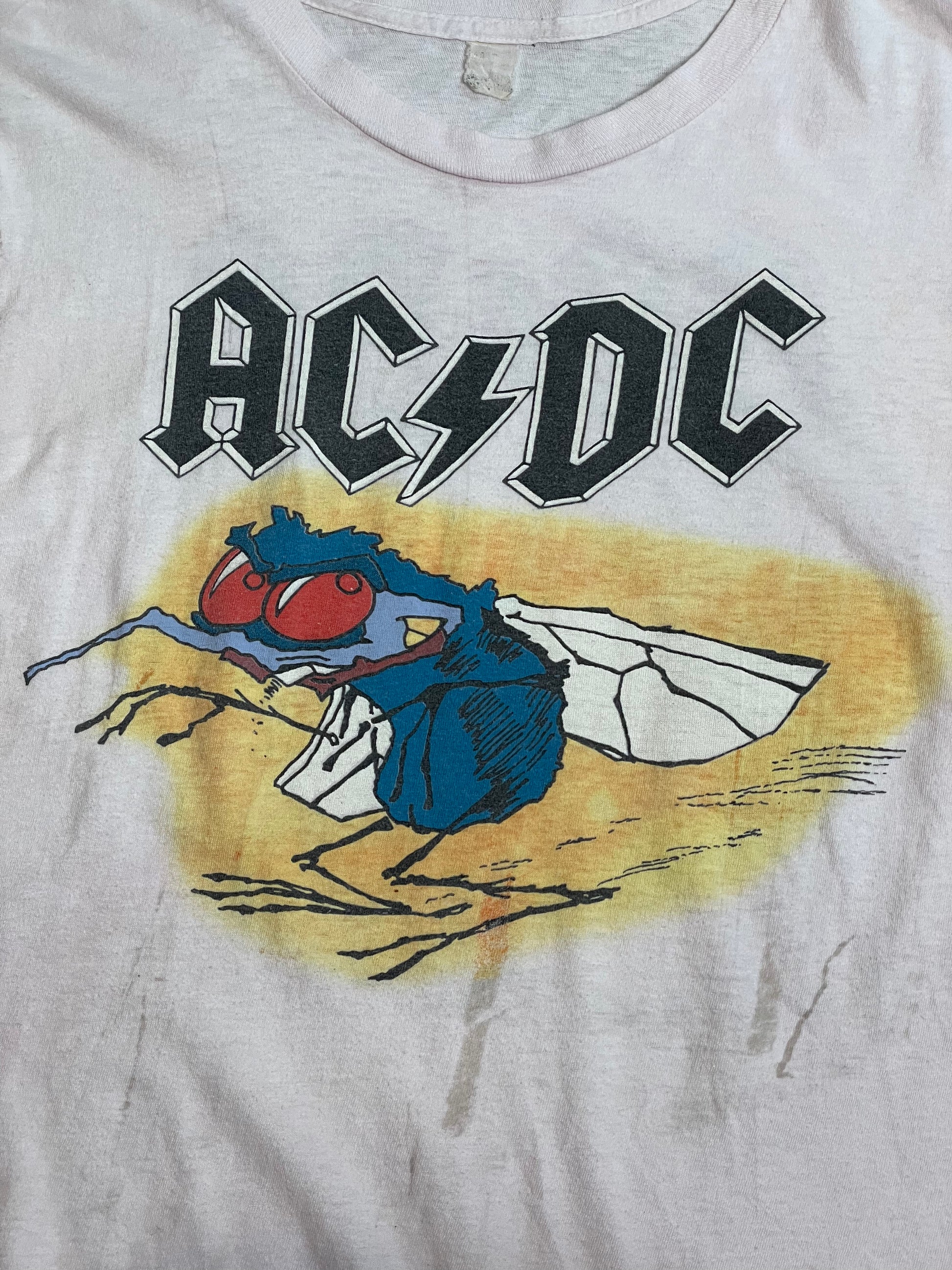 '85 Vintage ACDC "Fly on the Wall" Pink Tour T-Shirt - MED