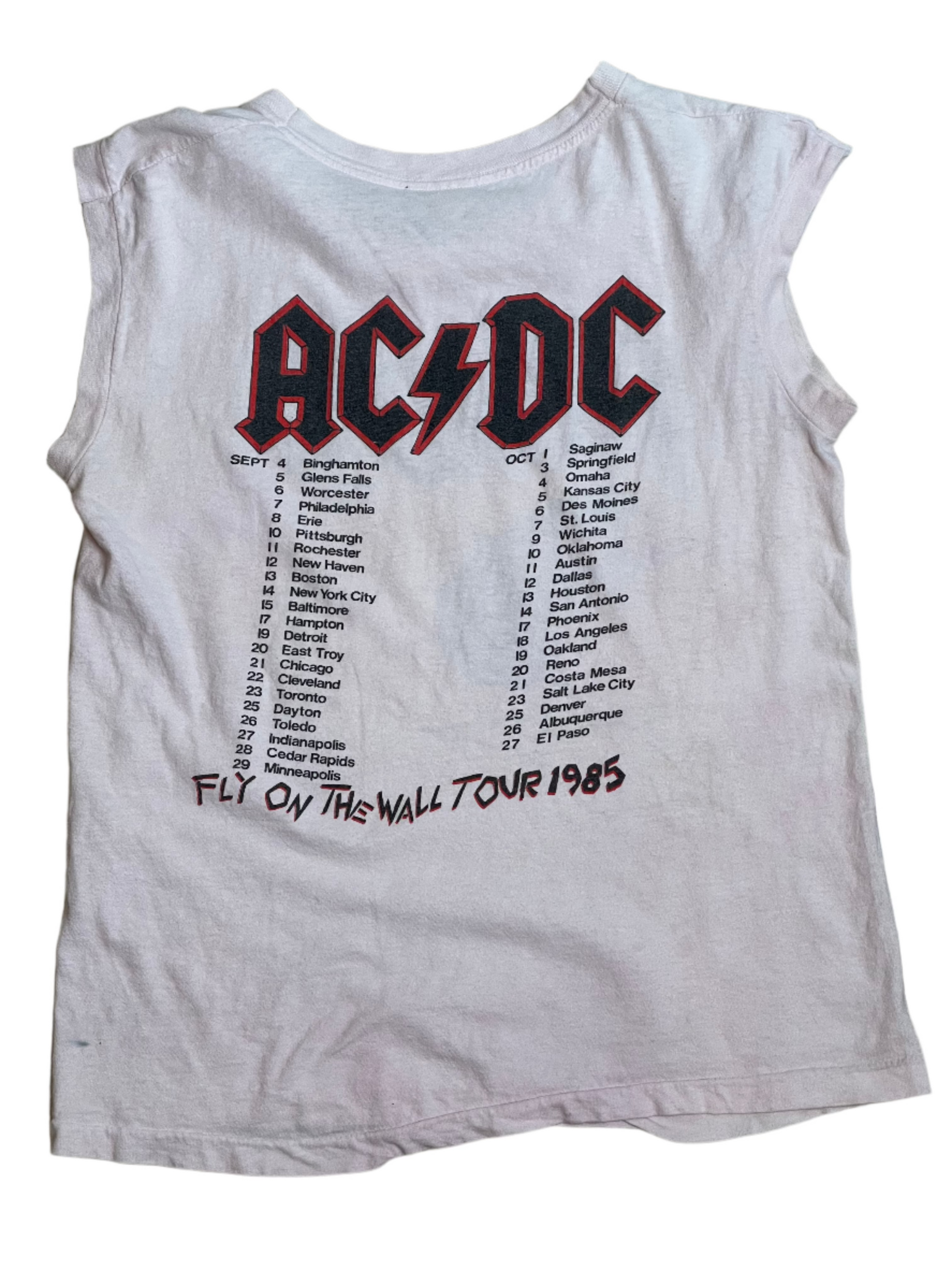 '85 Vintage ACDC "Fly on the Wall" Pink Tour T-Shirt - MED