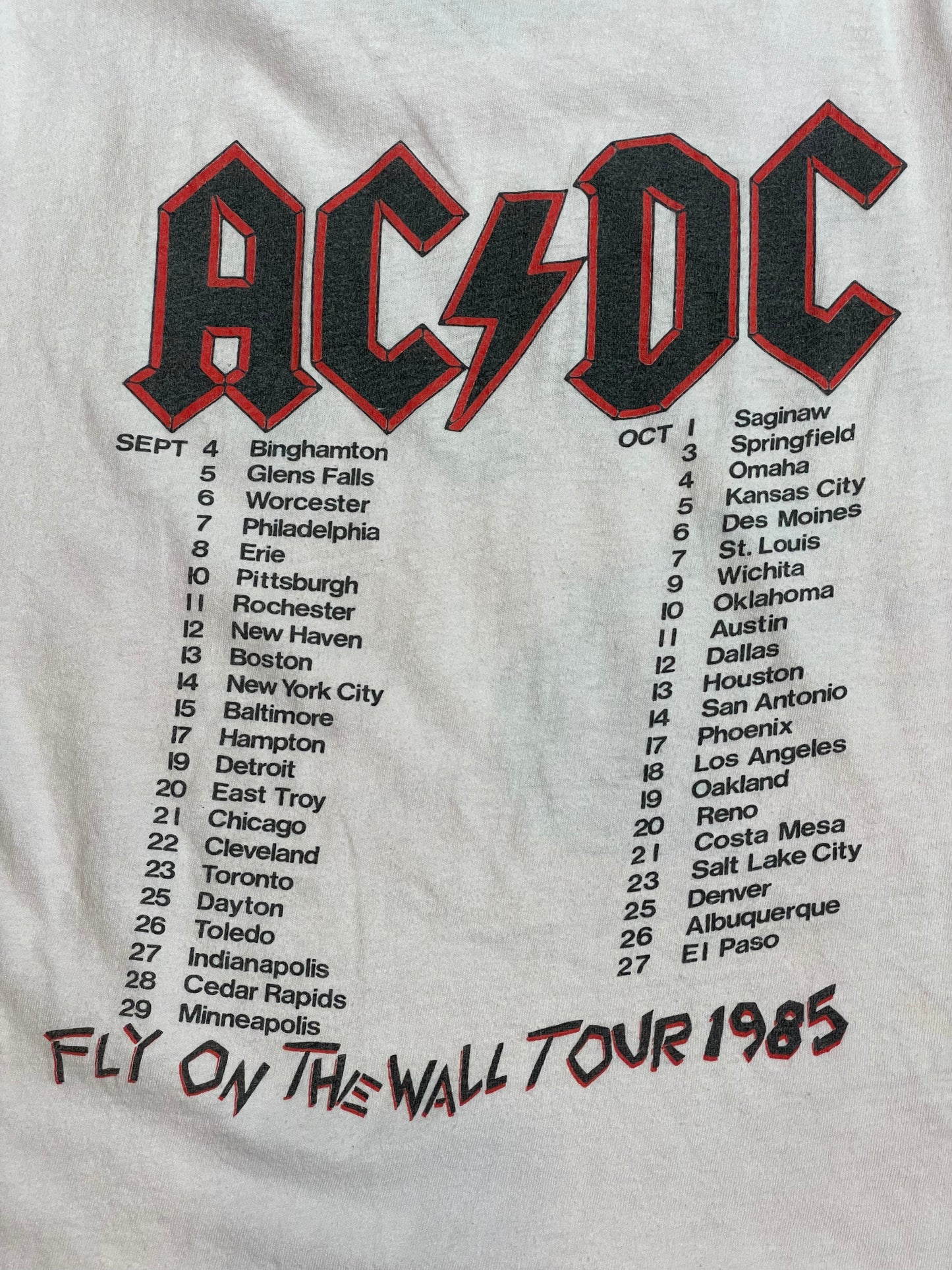 '85 Vintage ACDC "Fly on the Wall" Pink Tour T-Shirt - MED