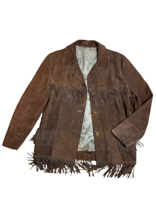 '60s/70s Vintage Brwn Suede Fringe Jkt - MED