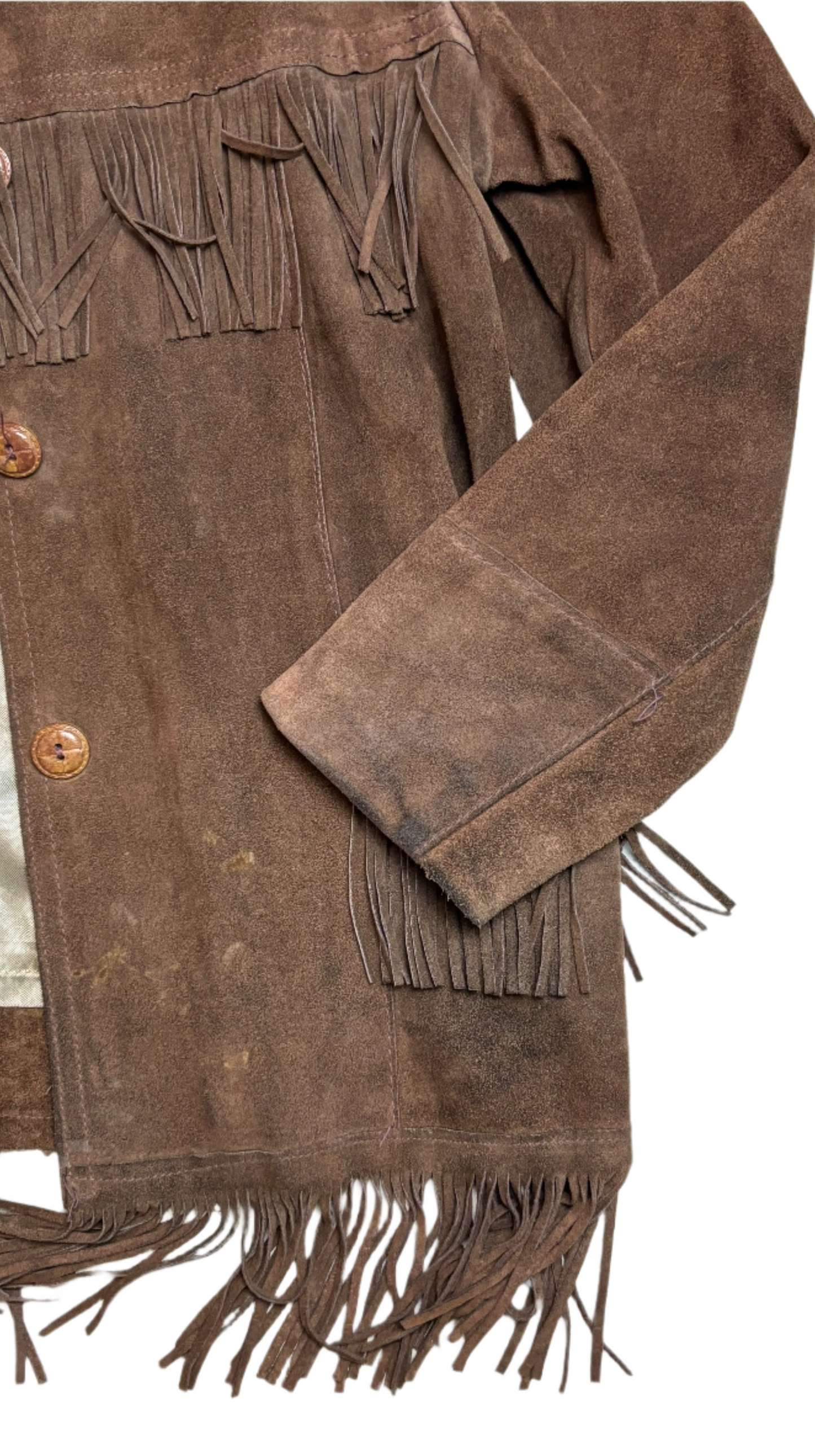 '60s/70s Vintage Brwn Suede Fringe Jkt - MED