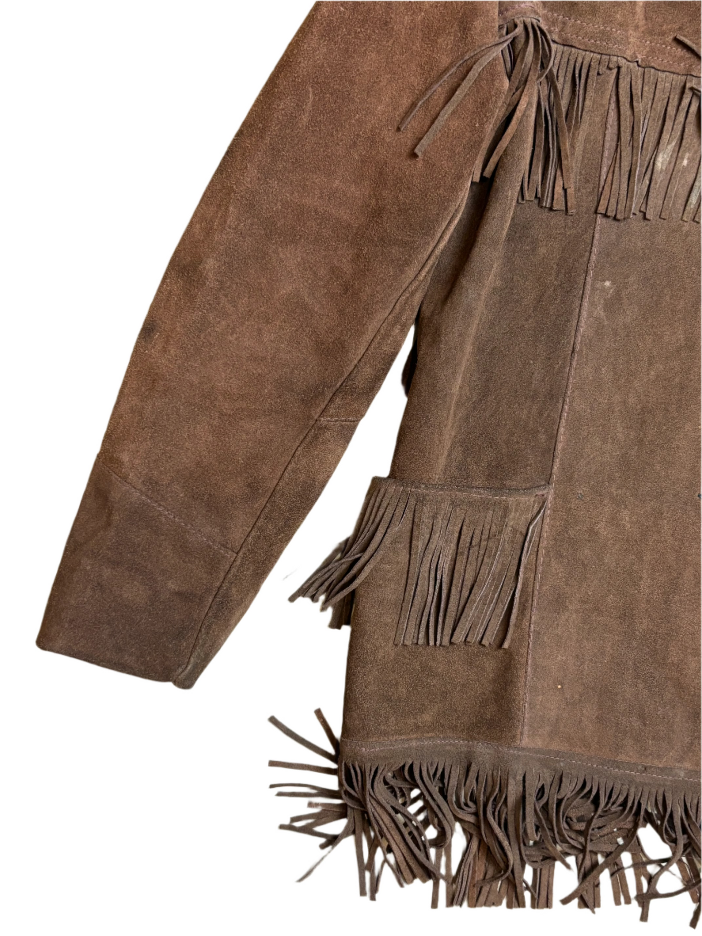 '60s/70s Vintage Brwn Suede Fringe Jkt - MED