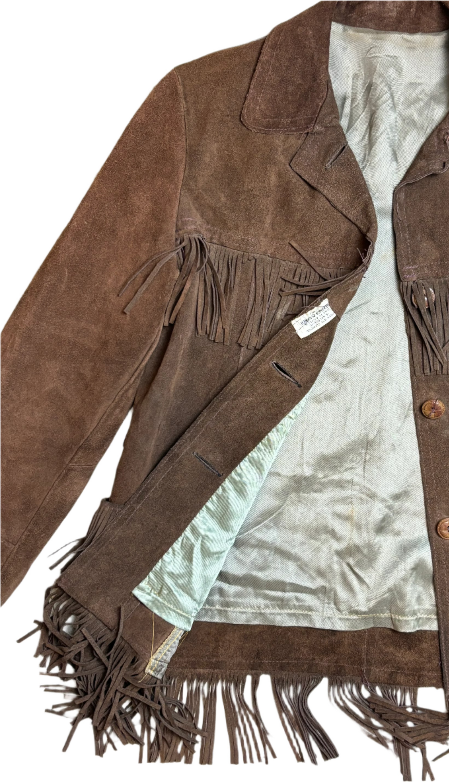 '60s/70s Vintage Brwn Suede Fringe Jkt - MED