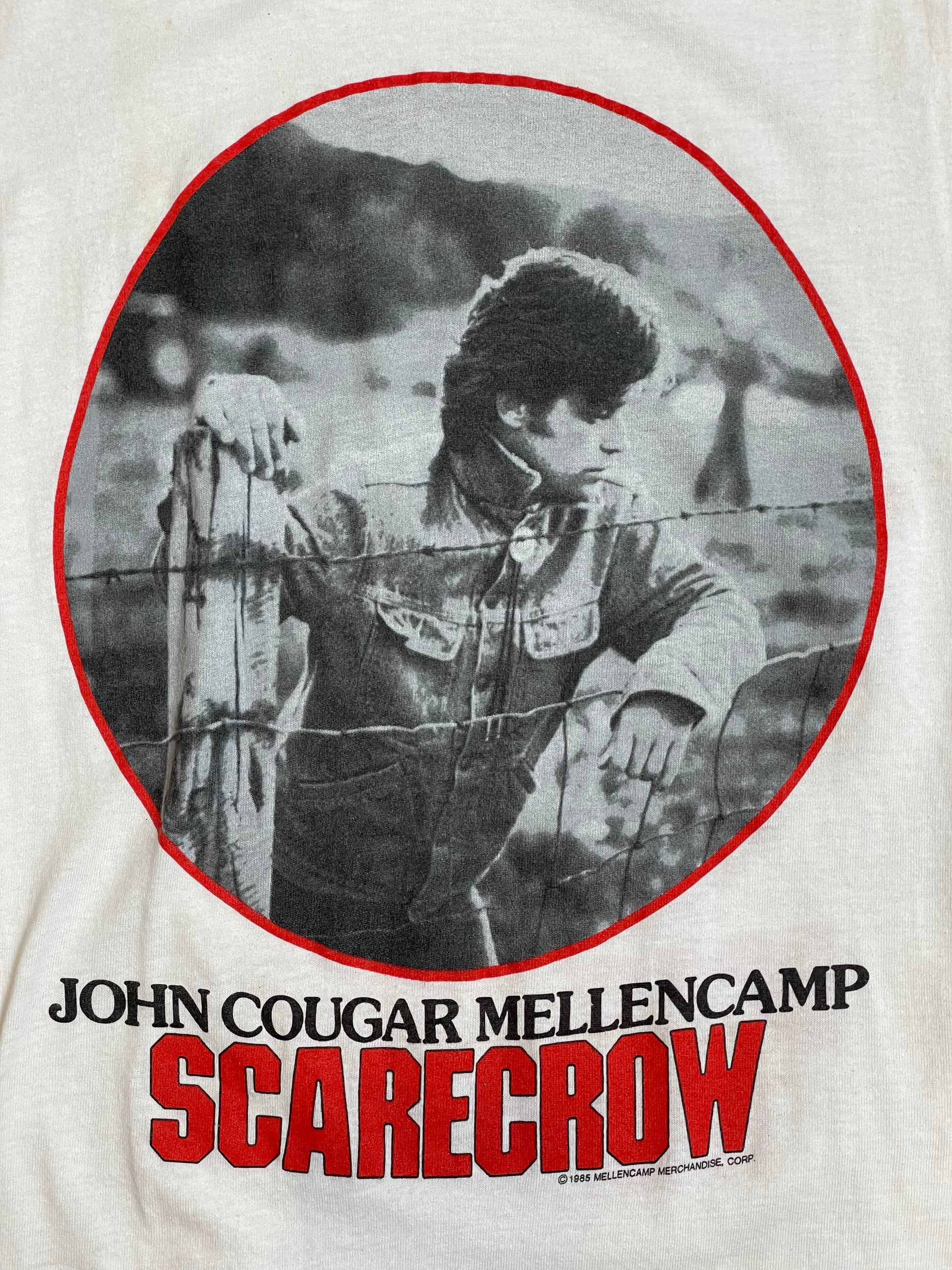 '85 Vintage John Cougar Mellencamp Scarecrow Wht T-Shirt - SM