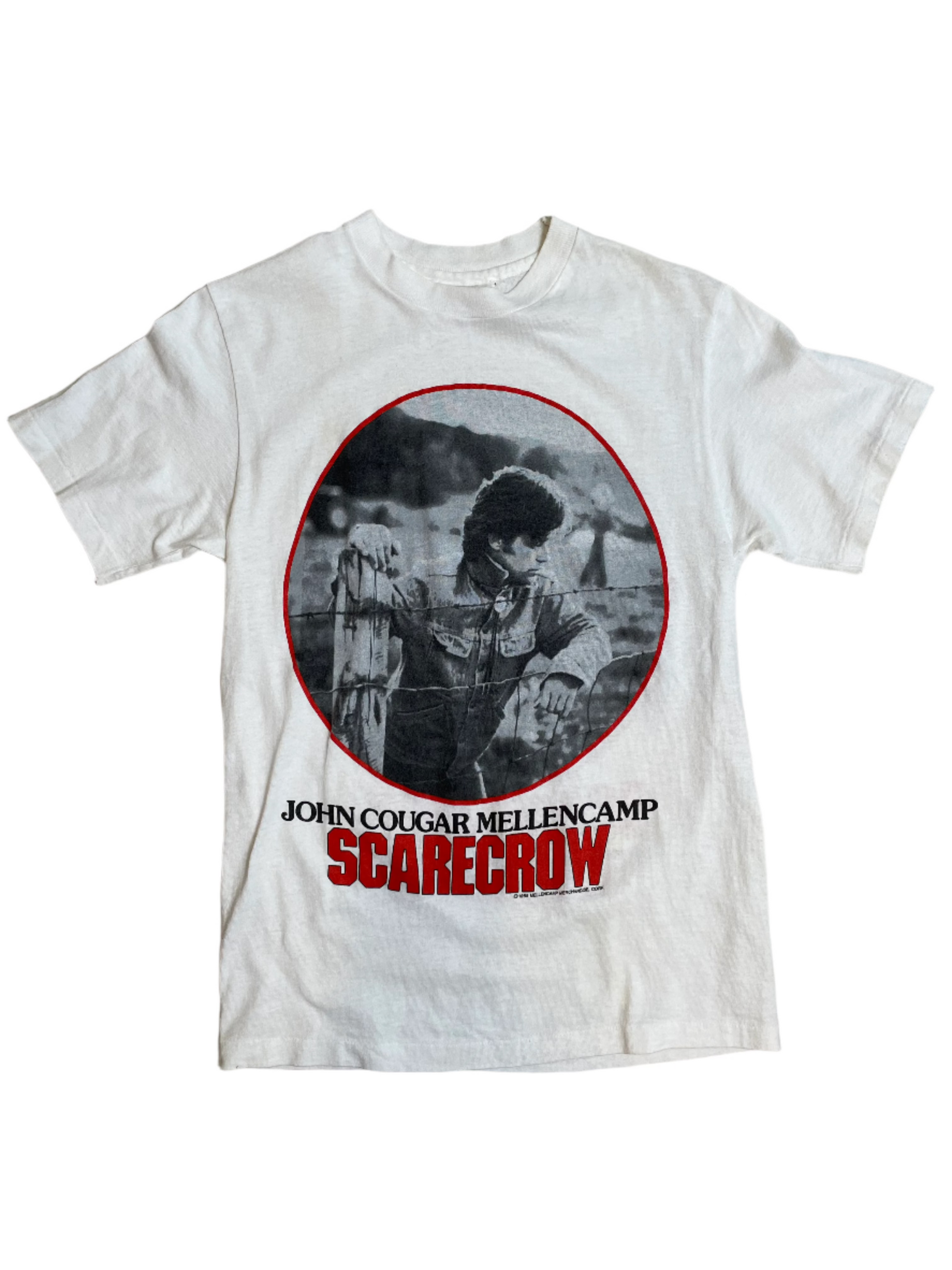 '85 Vintage John Cougar Mellencamp Scarecrow Wht T-Shirt - SM