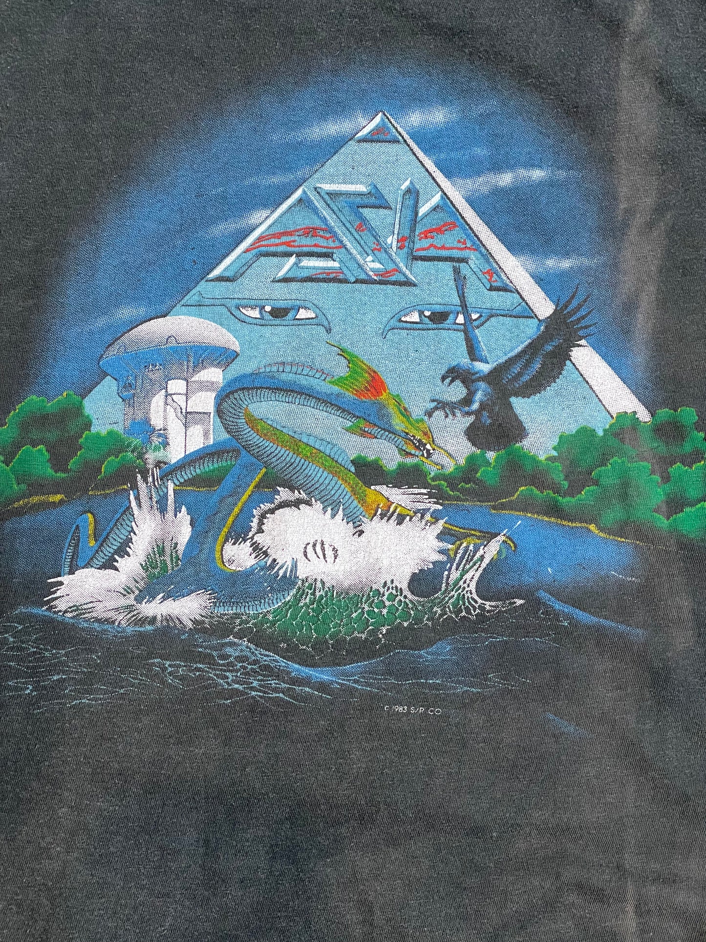 80s Vintage Asia Cut-Up Blk Snake T-Shirt - SM