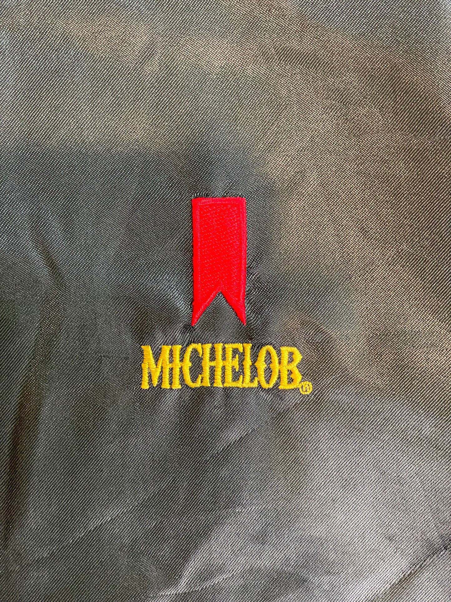 Vintage "Michelob" Black Satin Bomber Jacket - XL