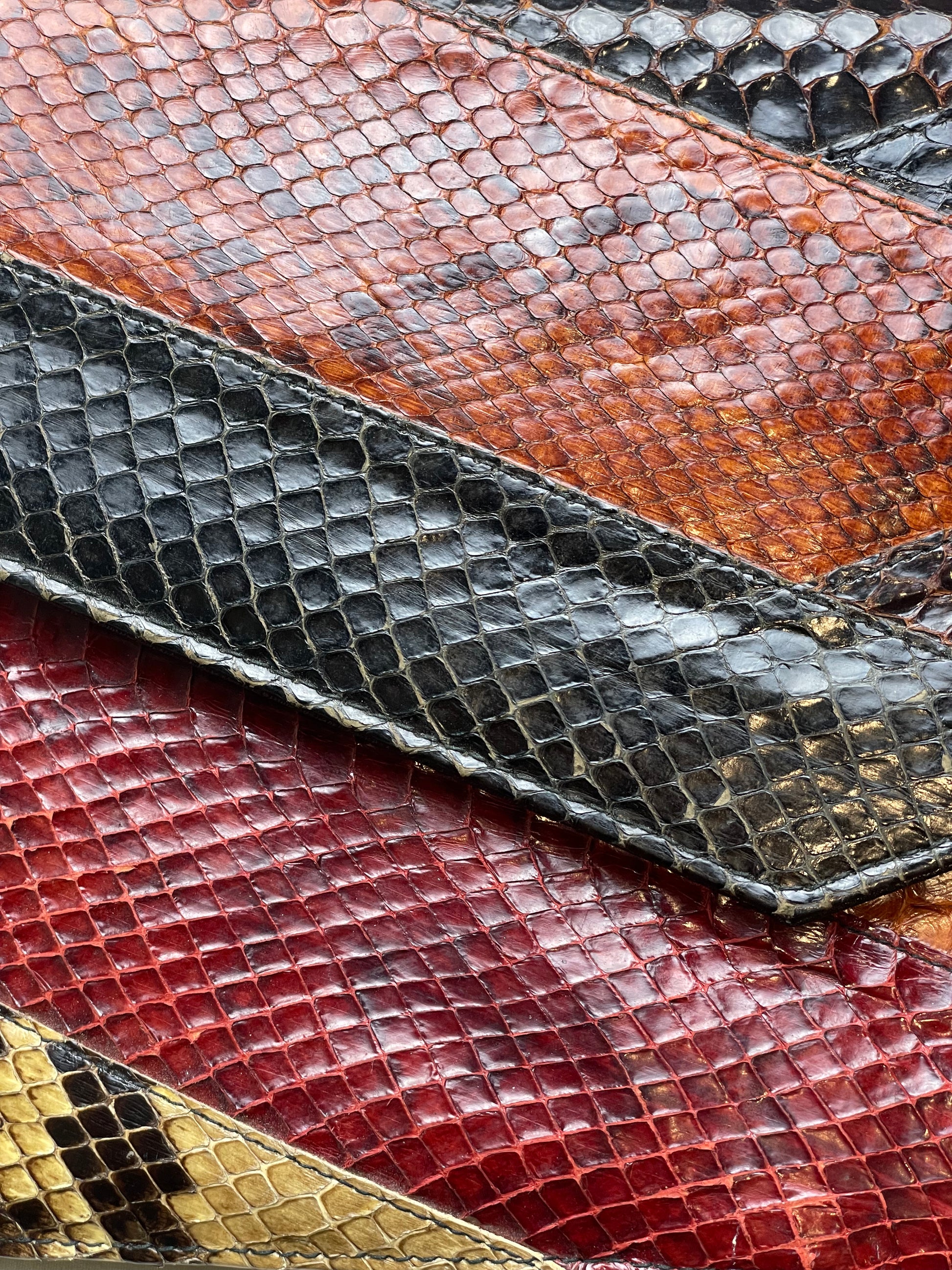 Vintage Black Envelope Clutch w/Snakeskin Detail