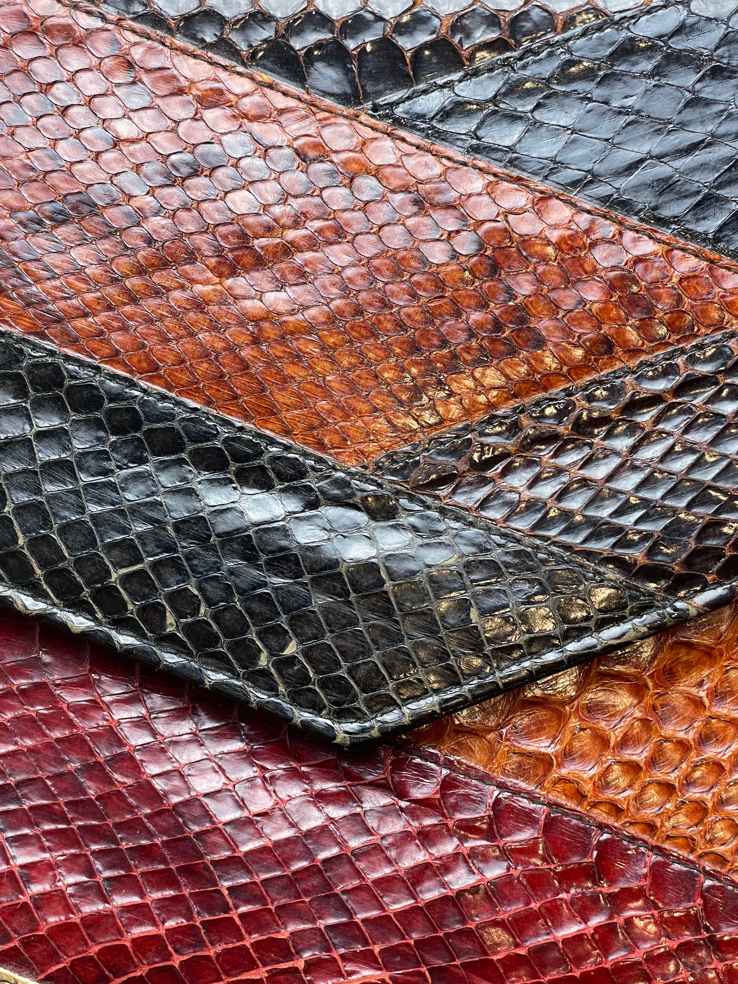 Vintage Black Envelope Clutch w/Snakeskin Detail