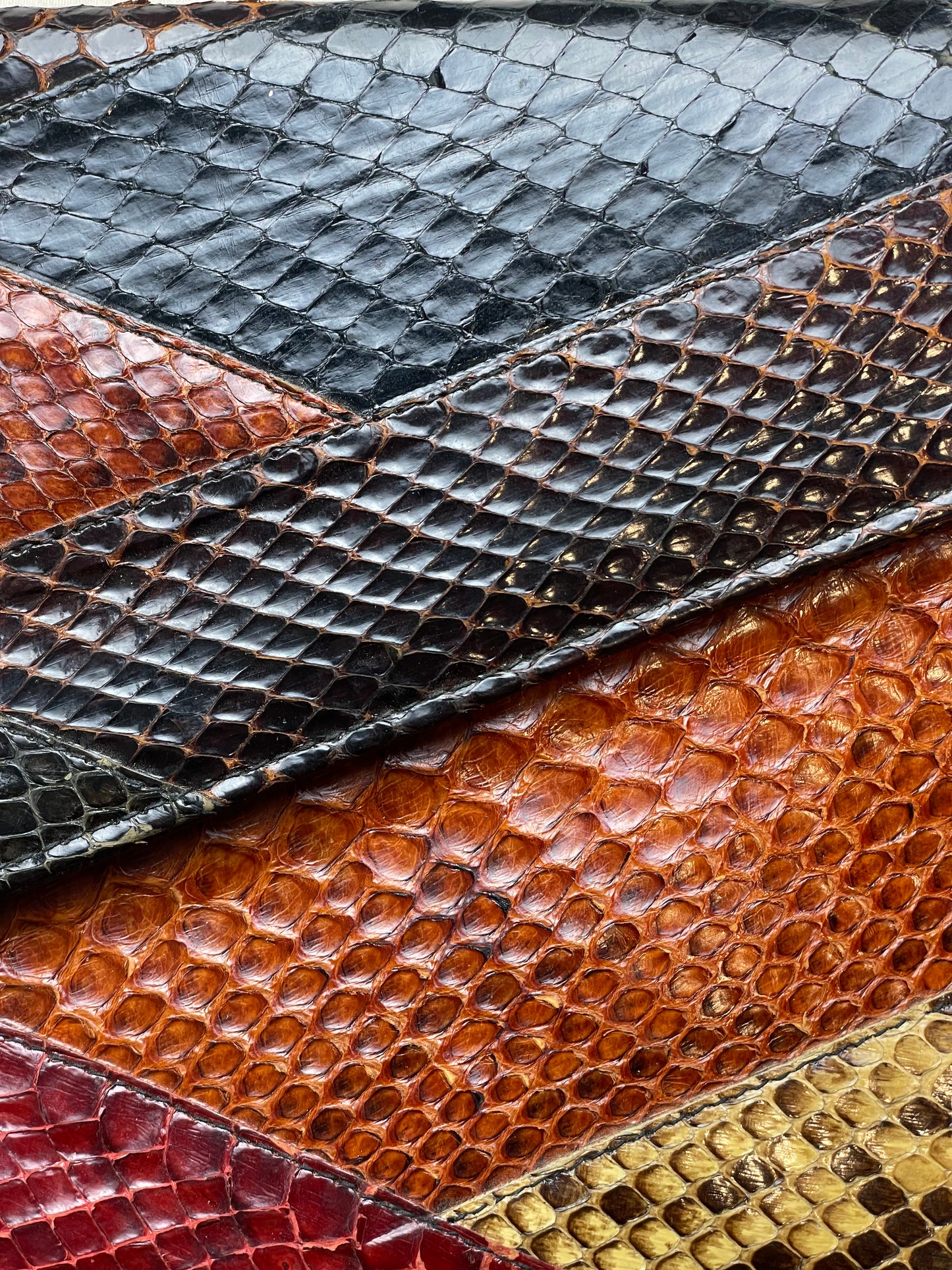 Vintage Black Envelope Clutch w/Snakeskin Detail