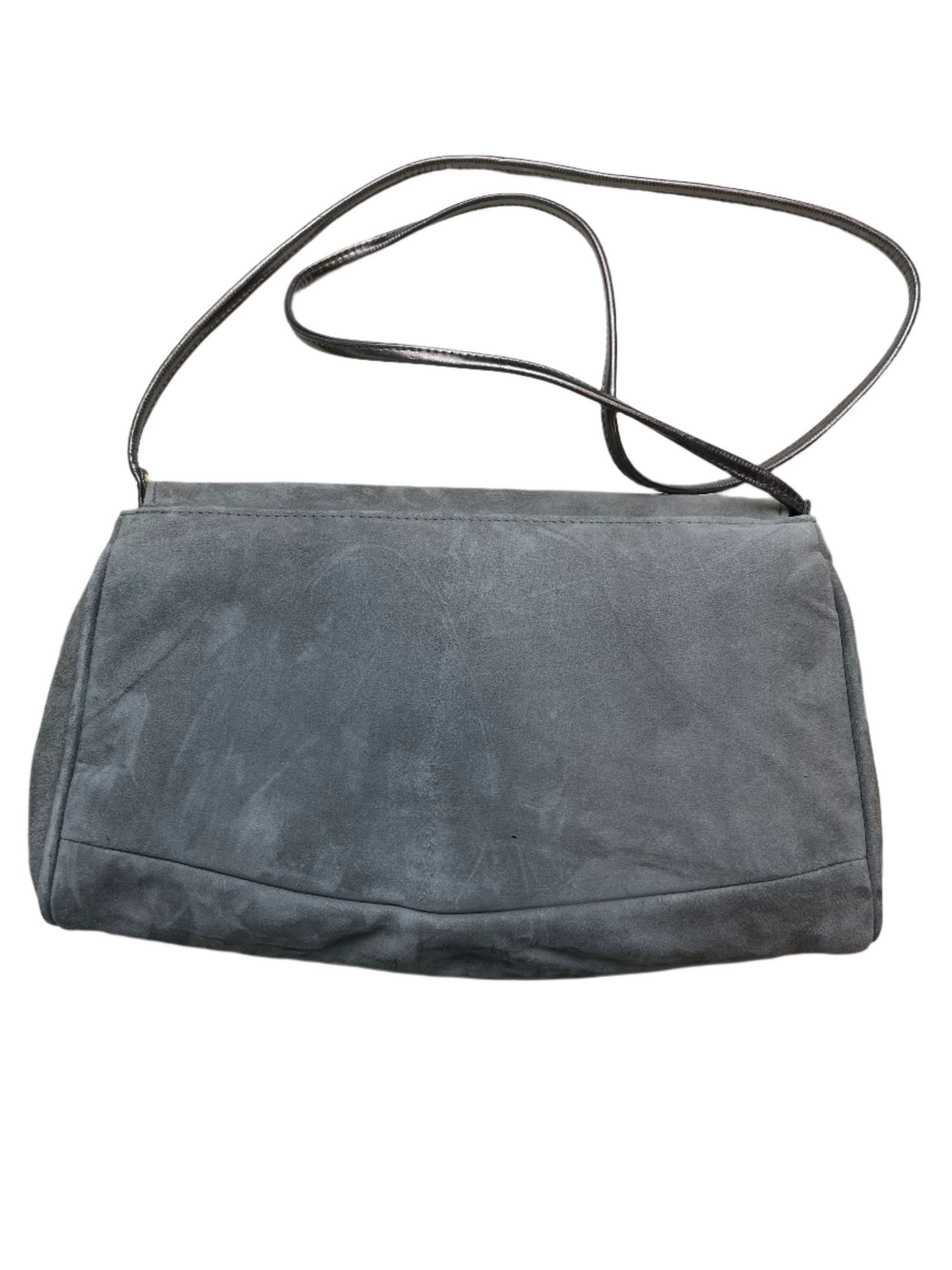 '80s Vintage Grey Suede Purse w/Snakeskin Detail